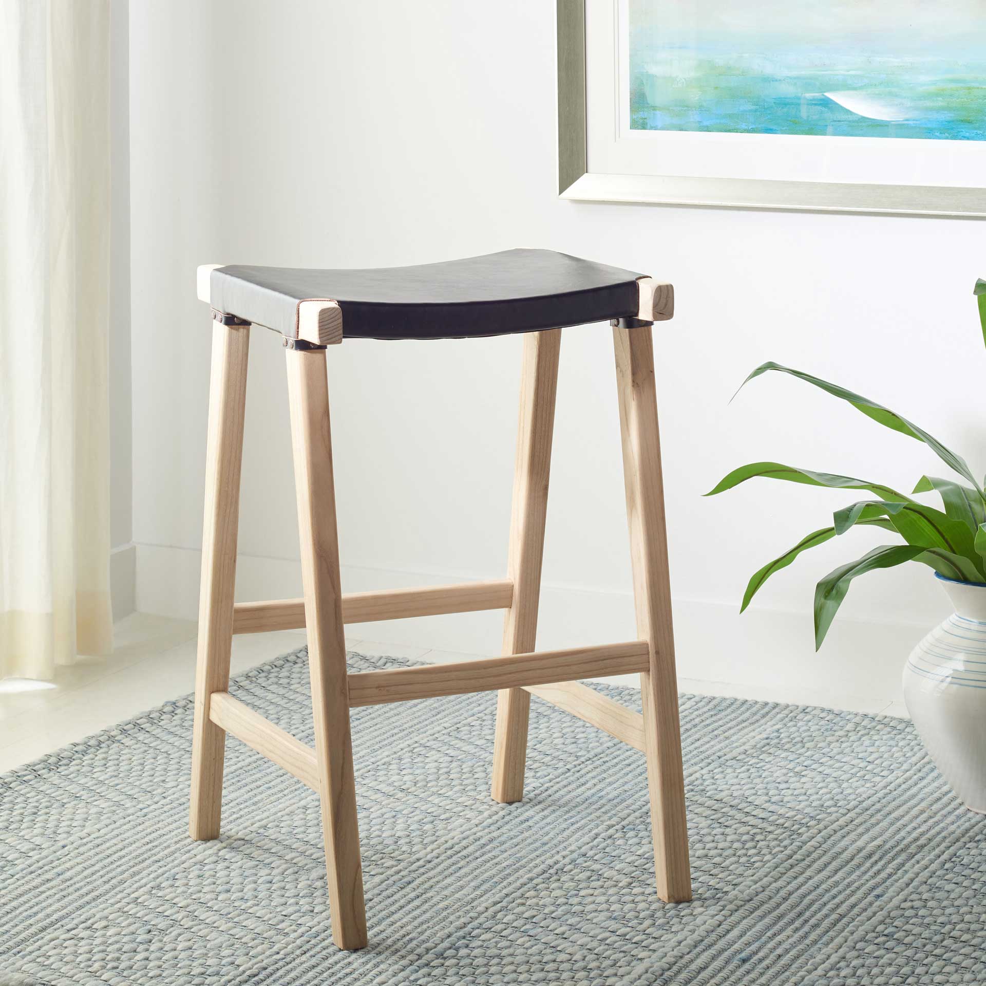 Aali Rectangle Bar Stool Black/Natural - Image 4