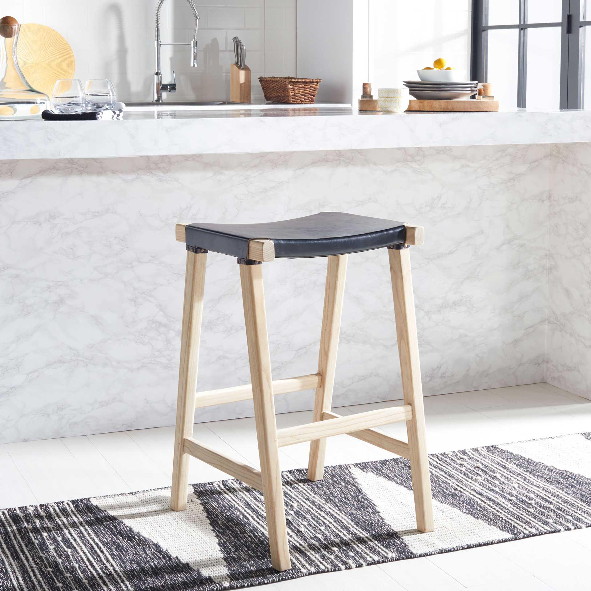 Aali Rectangle Bar Stool Black/Natural - Image 5