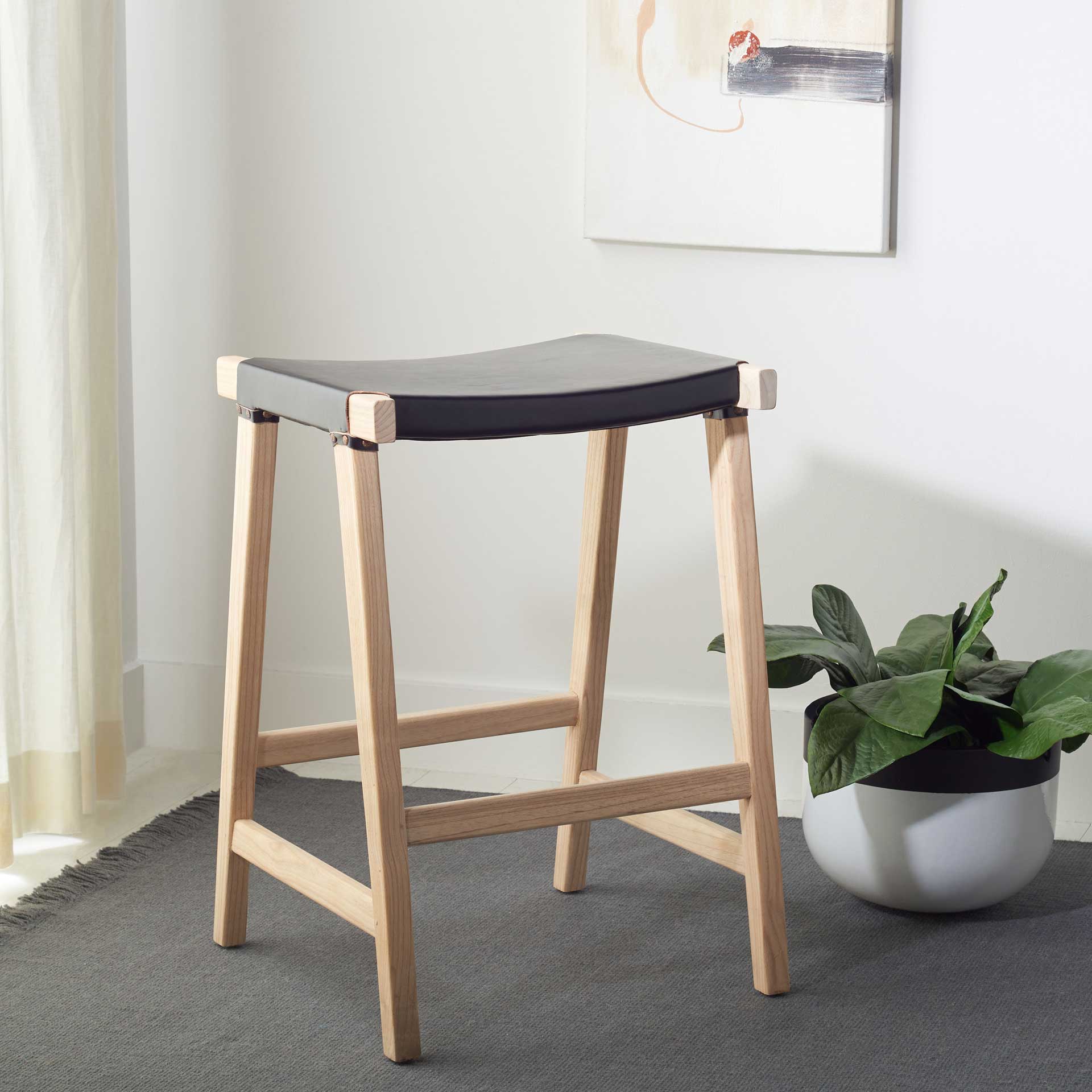 Aali Rectangle Bar Stool Black/Natural - Image 8