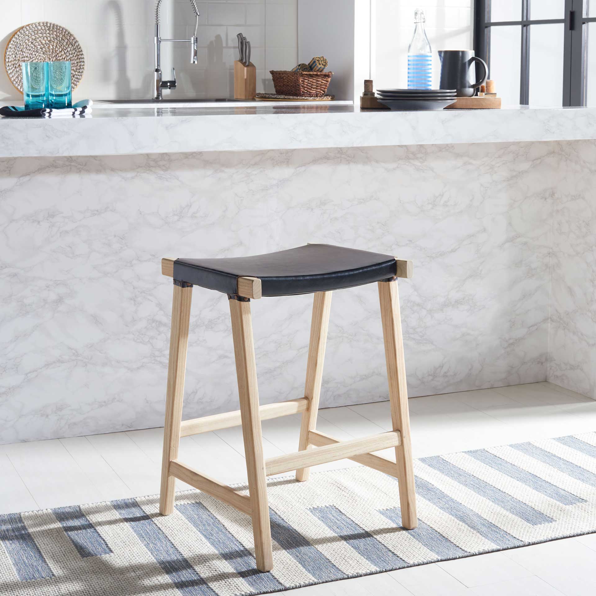 Aali Rectangle Bar Stool Black/Natural - Image 9