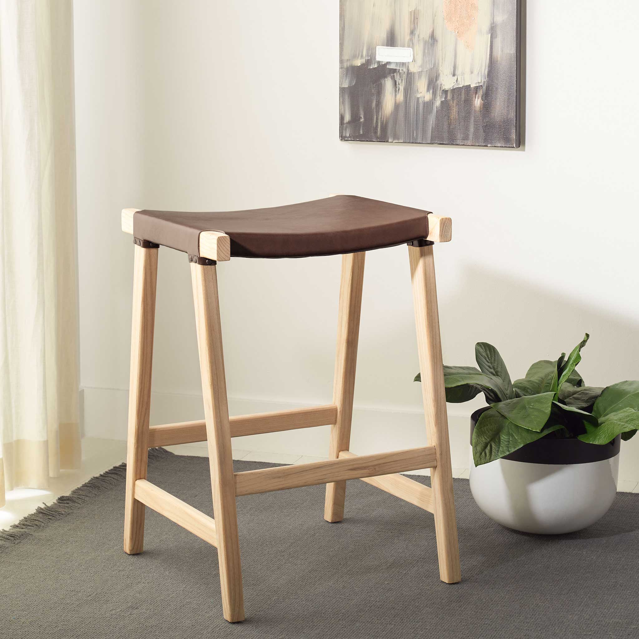 Aali Rectangle Bar Stool Cognac/Natural - Image 15