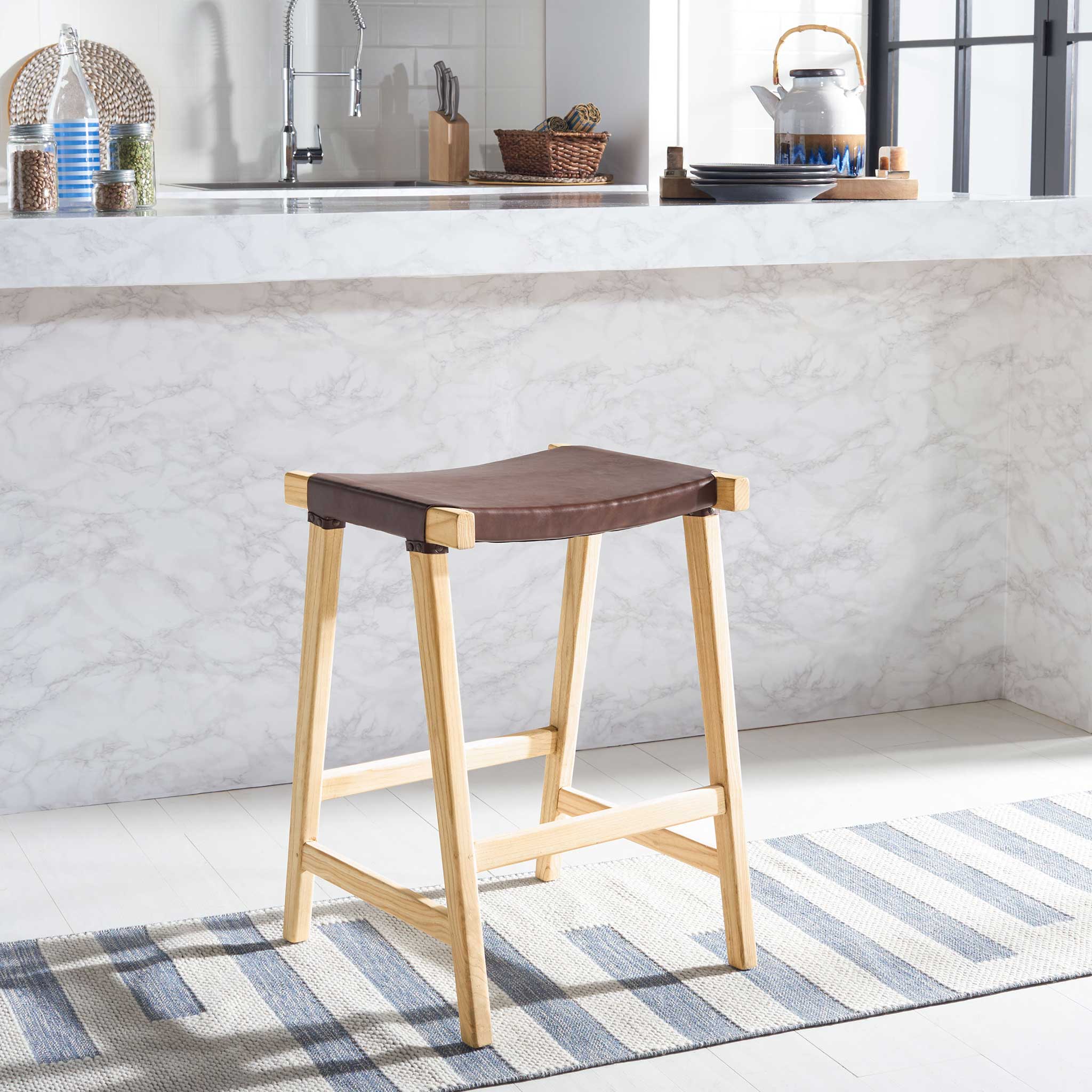 Aali Rectangle Bar Stool Cognac/Natural - Image 16