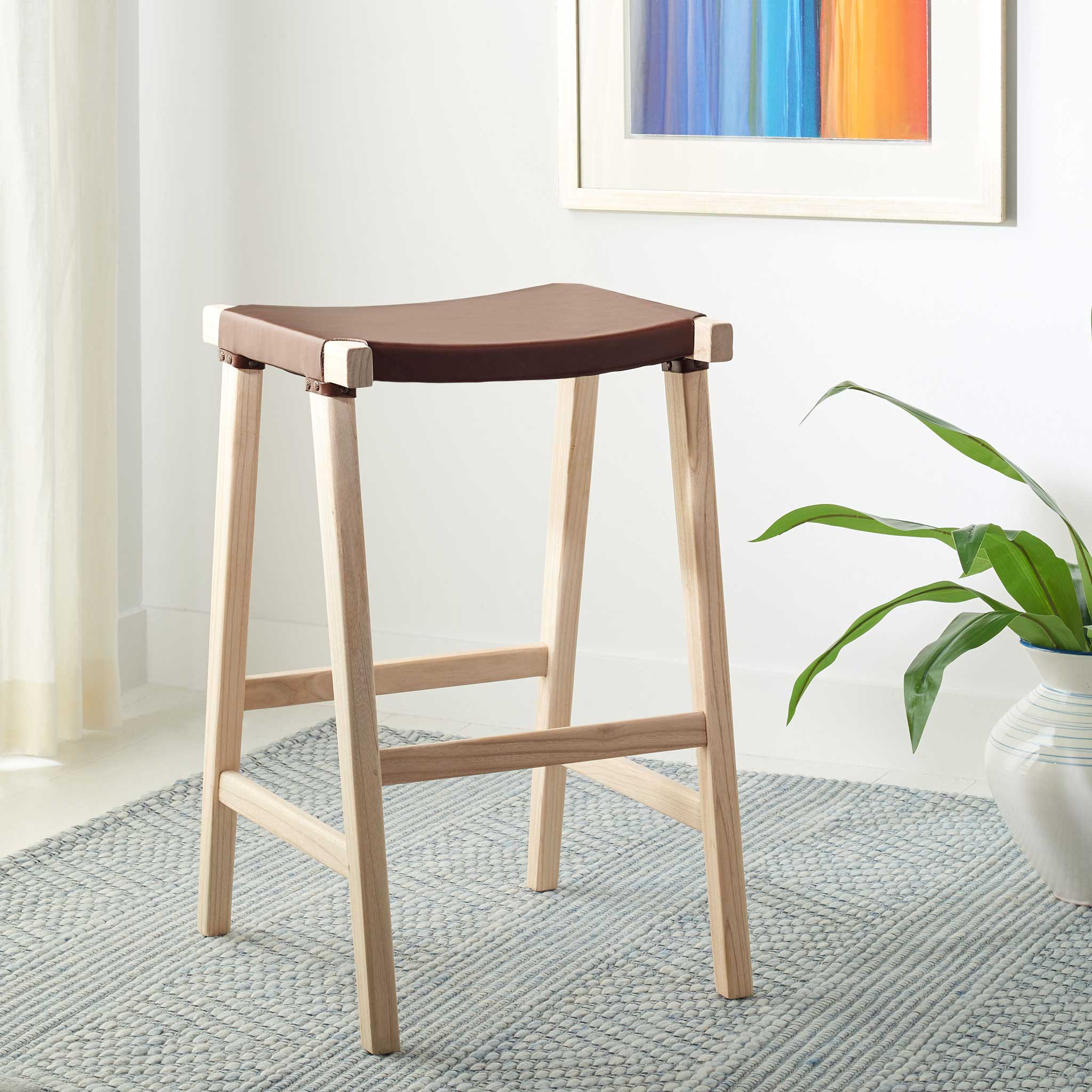 Aali Rectangle Bar Stool Cognac/Natural - Image 7