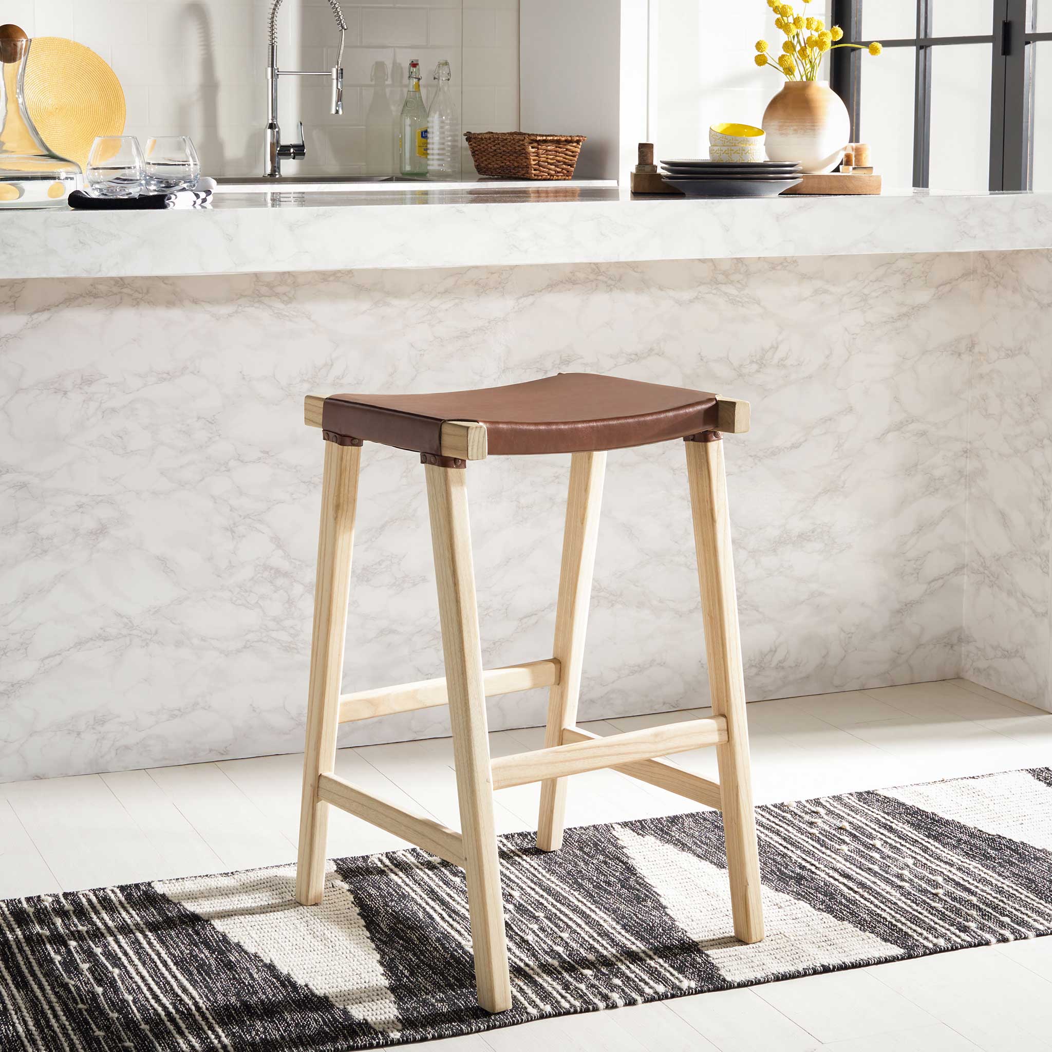 Aali Rectangle Bar Stool Cognac/Natural - Image 8