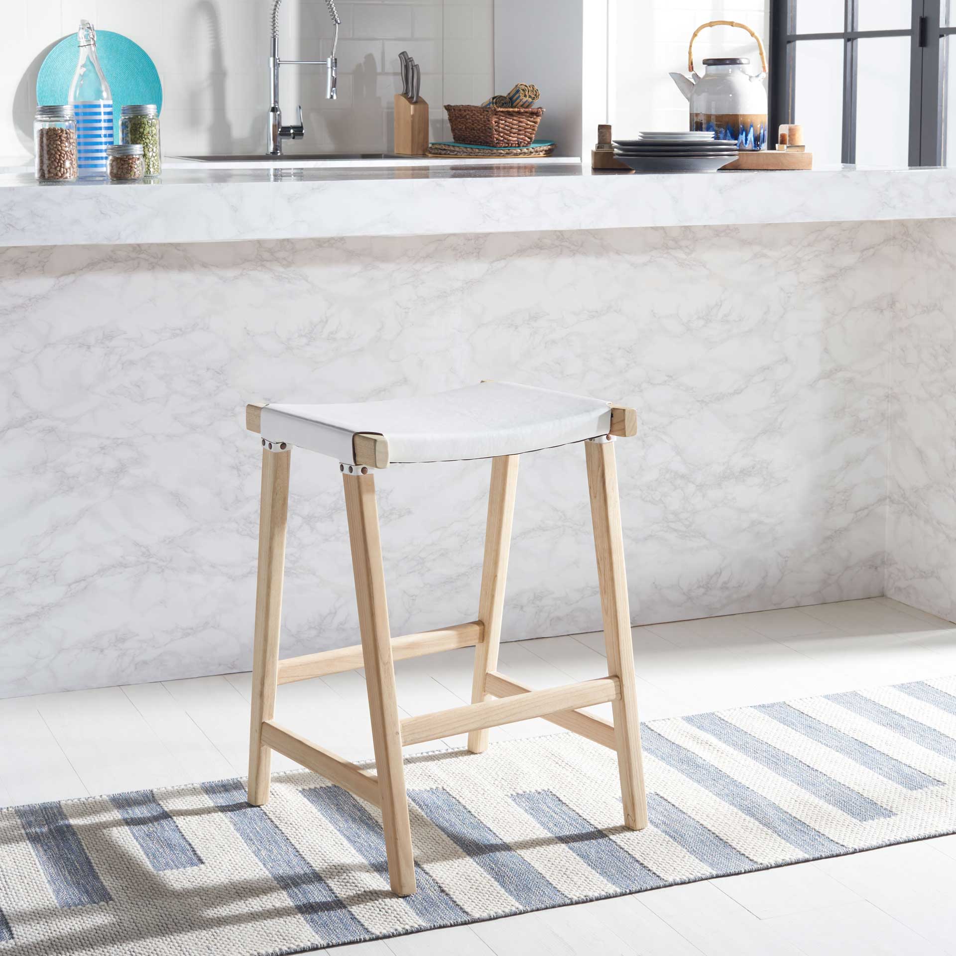 Aali Rectangle Bar Stool White/Natural - Image 10