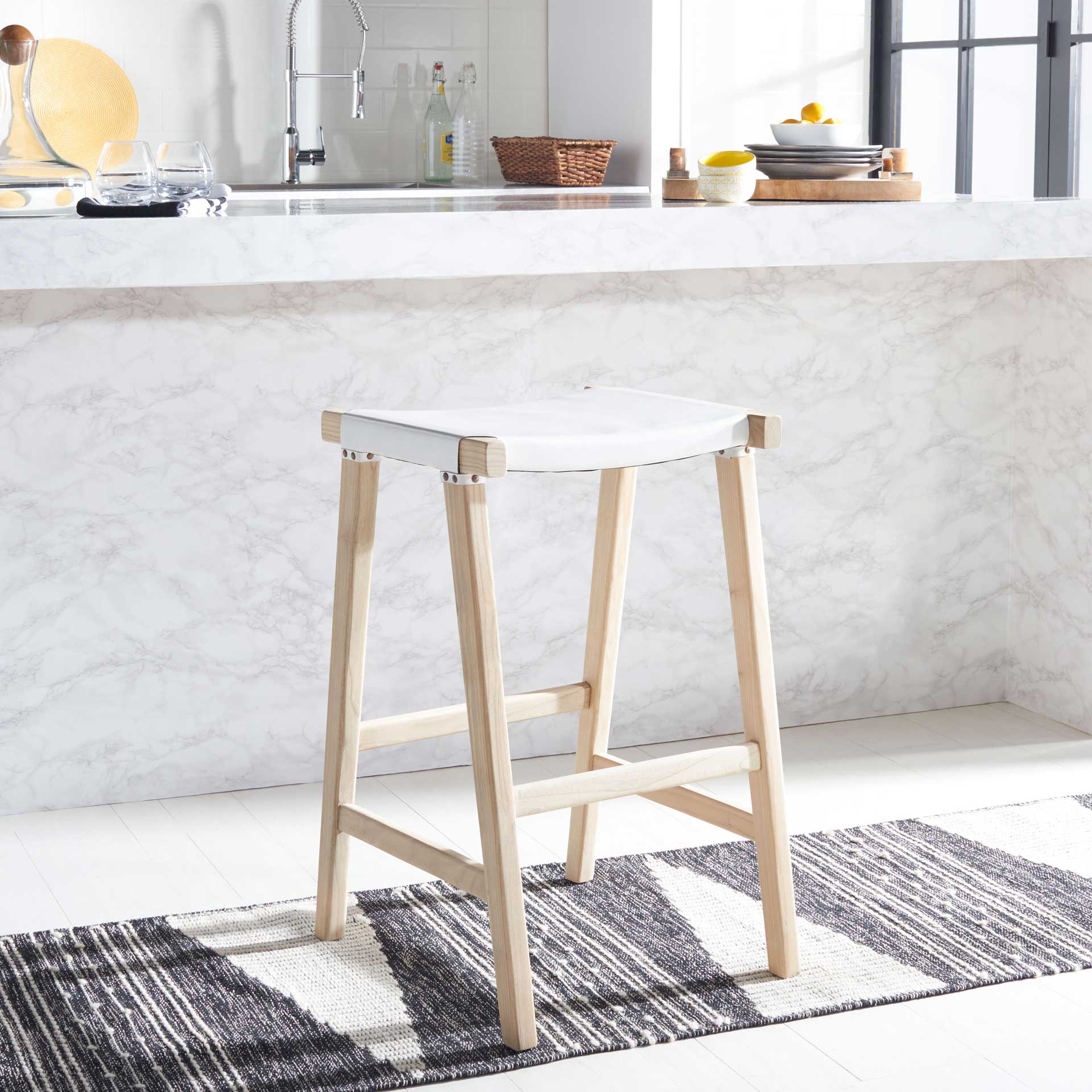 Aali Rectangle Bar Stool White/Natural - Image 5