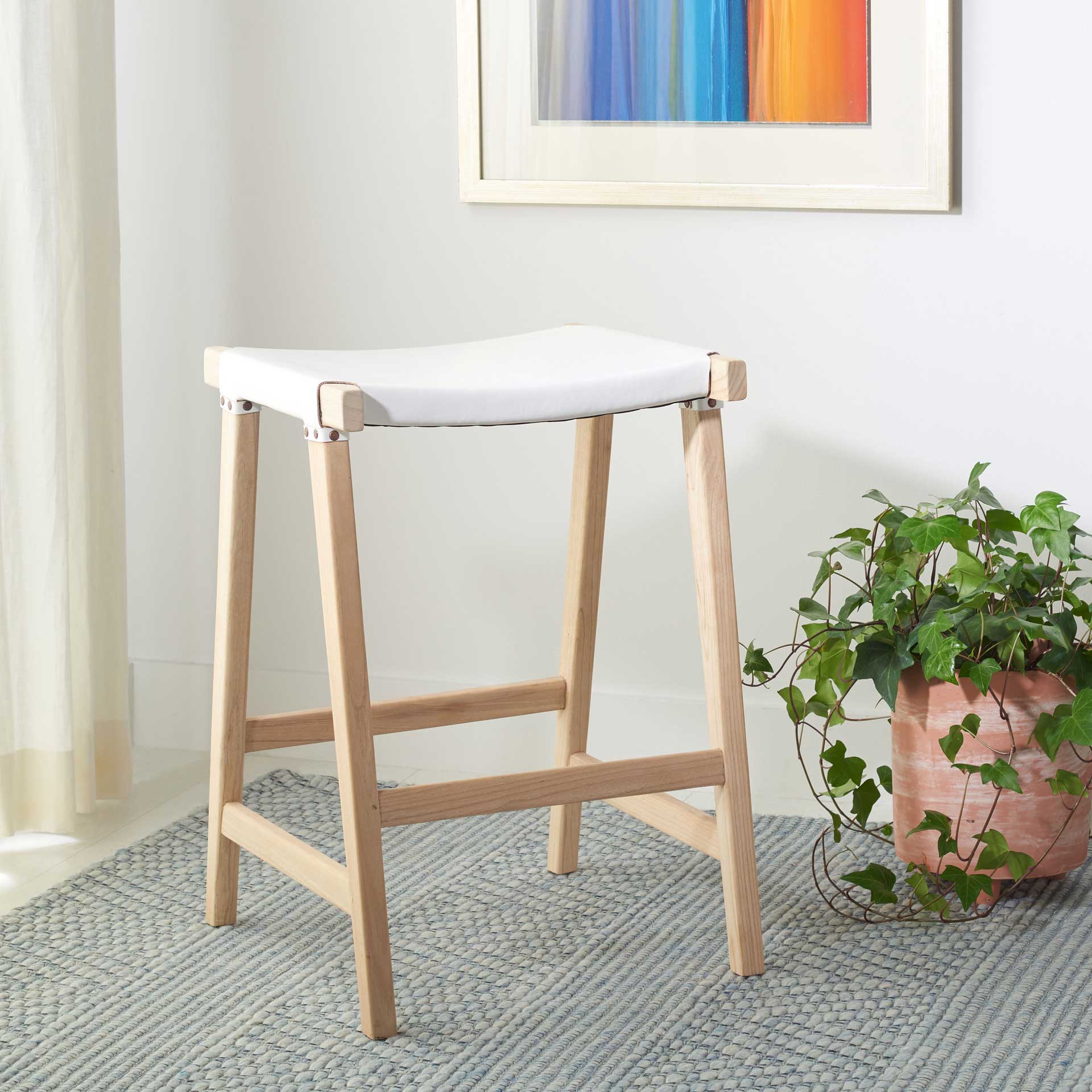 Aali Rectangle Bar Stool White/Natural - Image 9