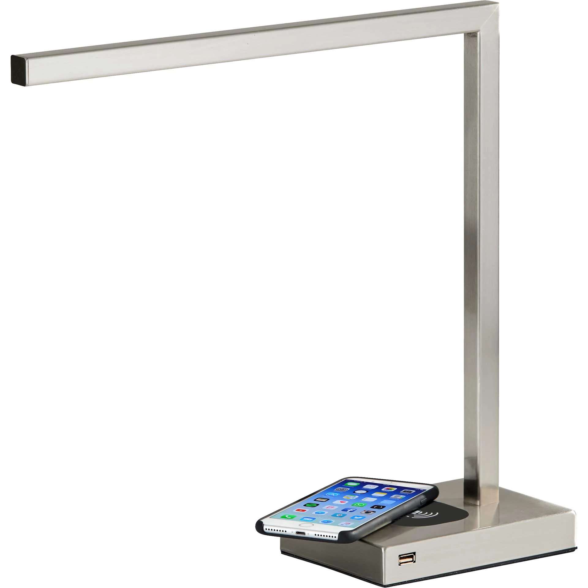 Abbeville Wireless Charge Desk Lamp Brushed Steel - Image 2