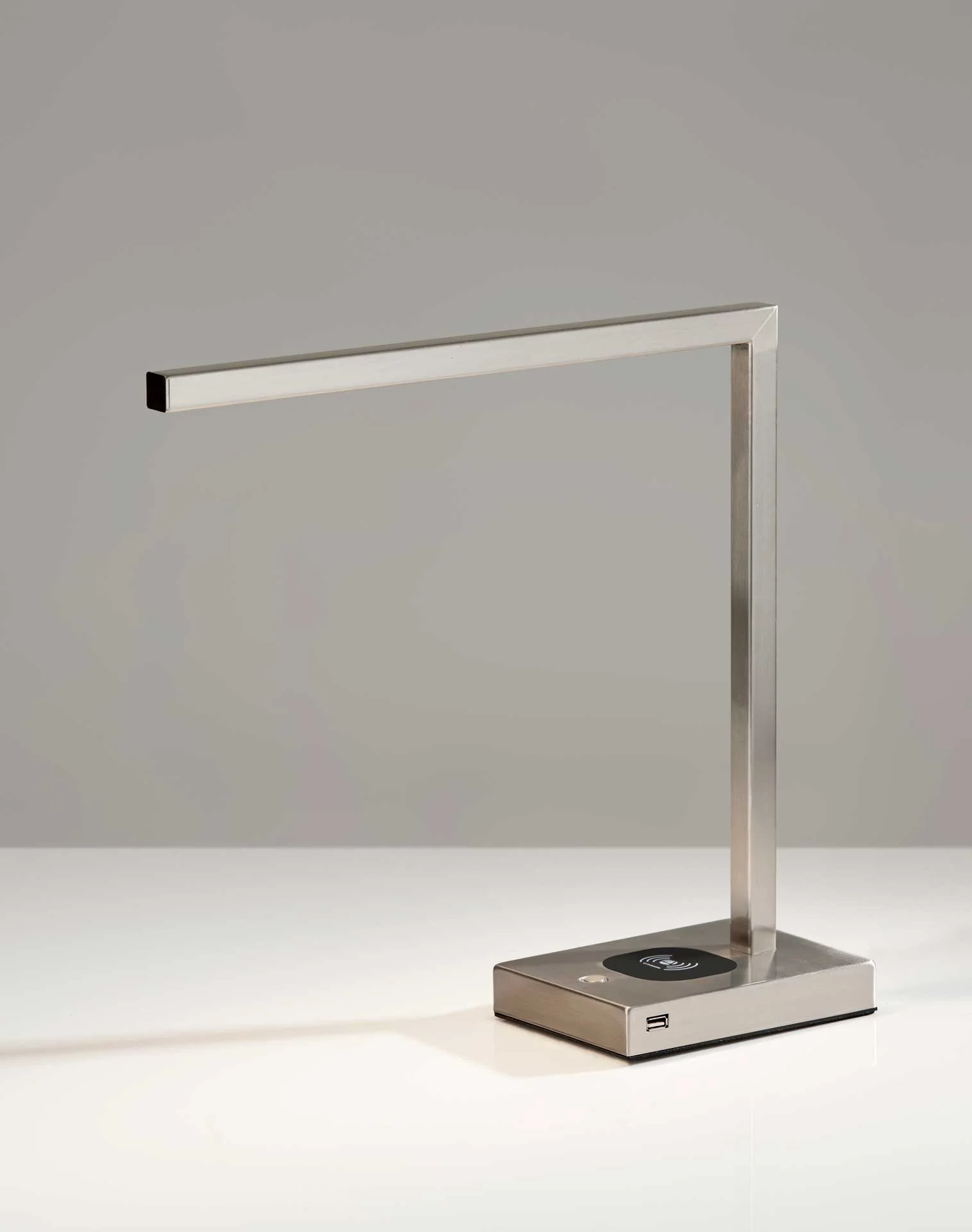 Abbeville Wireless Charge Desk Lamp Brushed Steel - Image 3