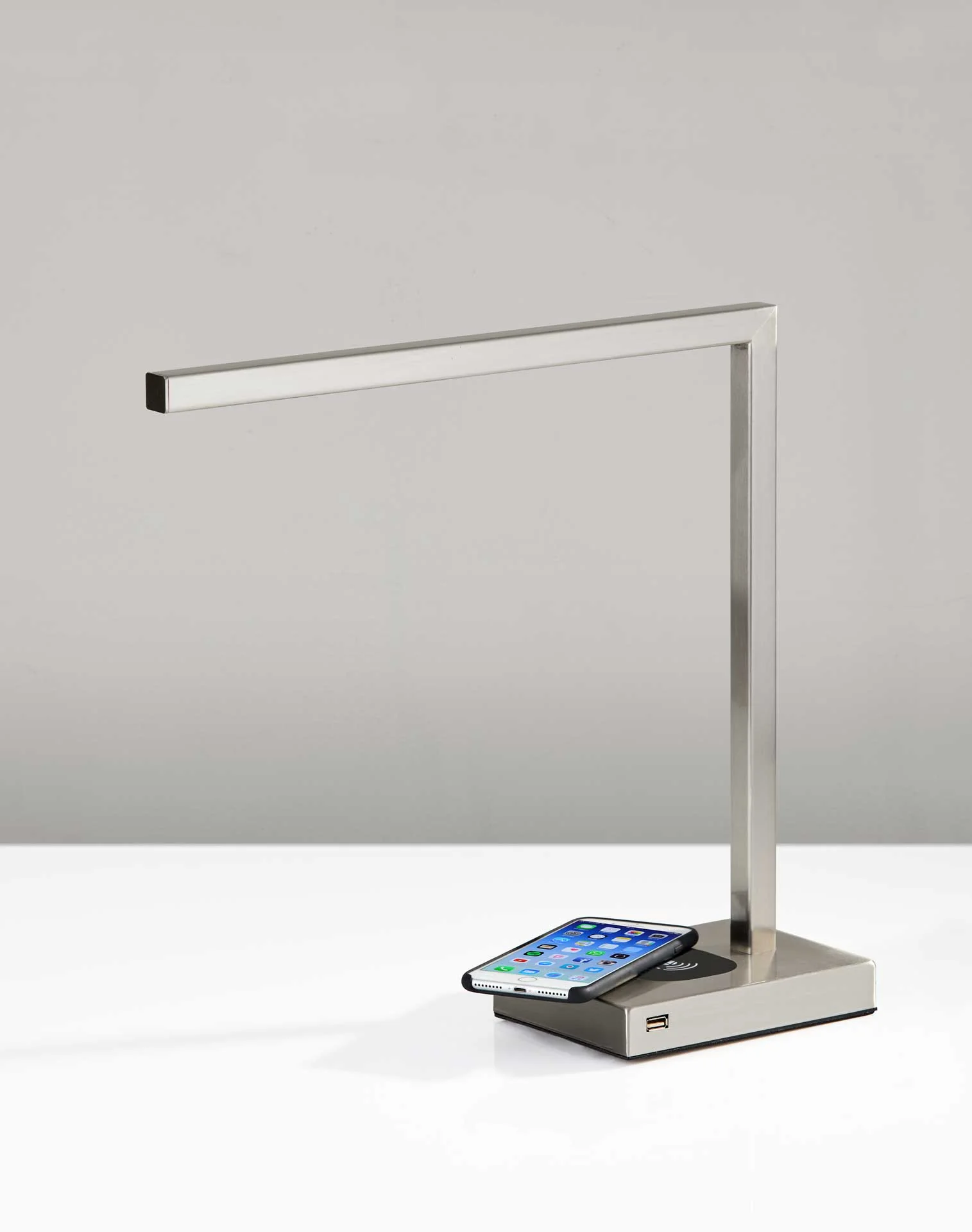 Abbeville Wireless Charge Desk Lamp Brushed Steel - Image 4