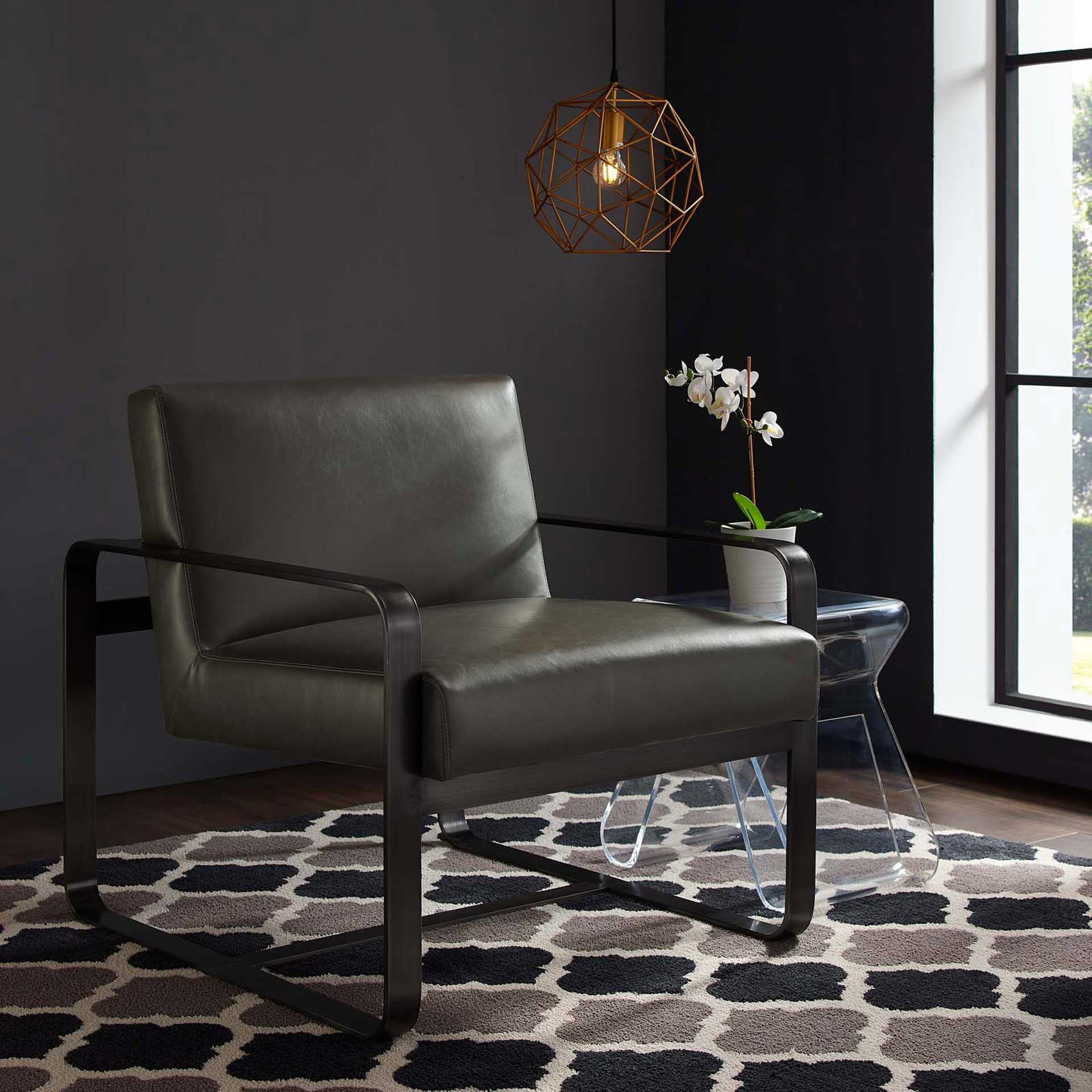 Abdiel Leather Armchair Gray - Image 4