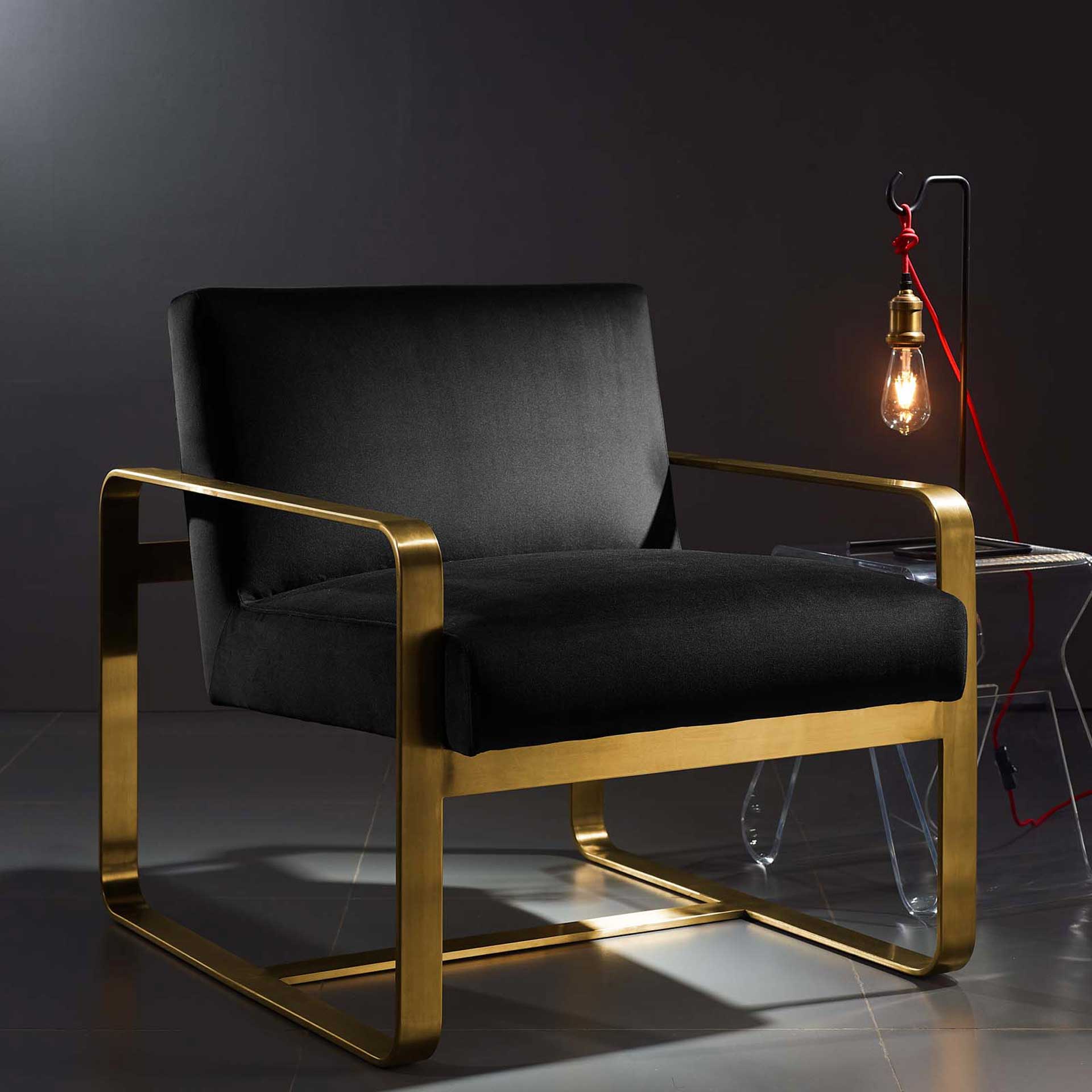 Abdiel Upholstered Velvet Armchair Black - Image 4