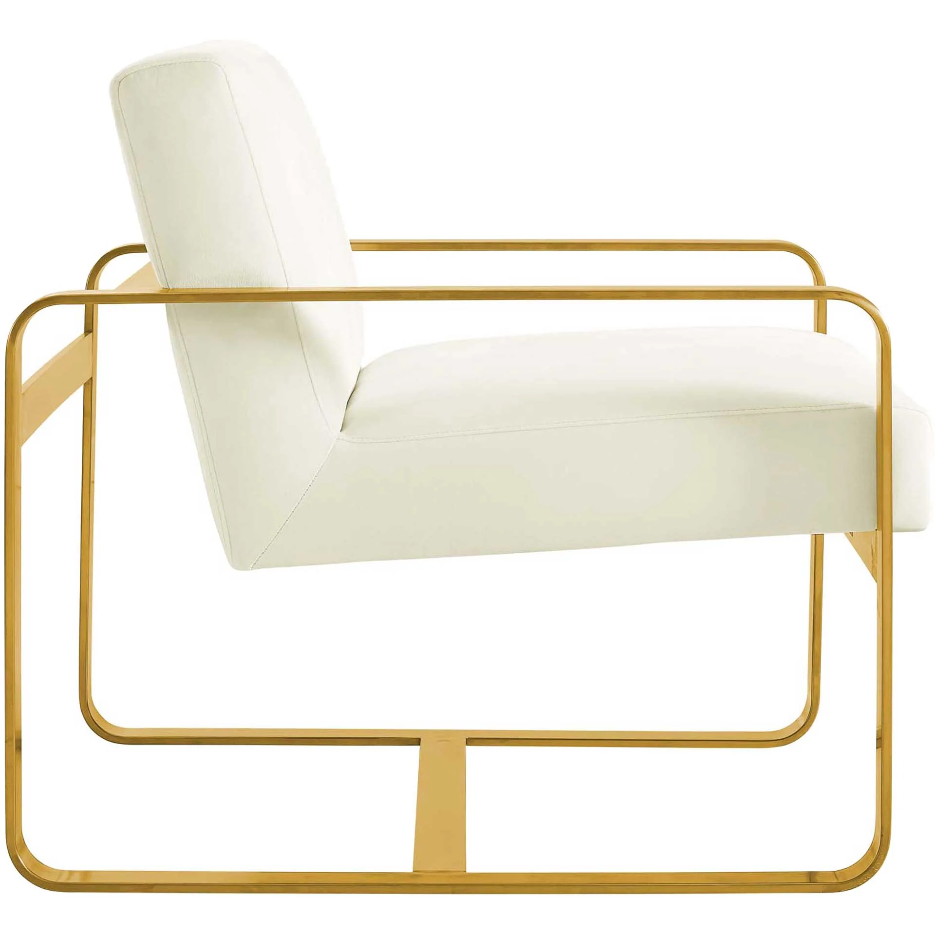 Abdiel Upholstered Velvet Armchair Ivory - Image 2