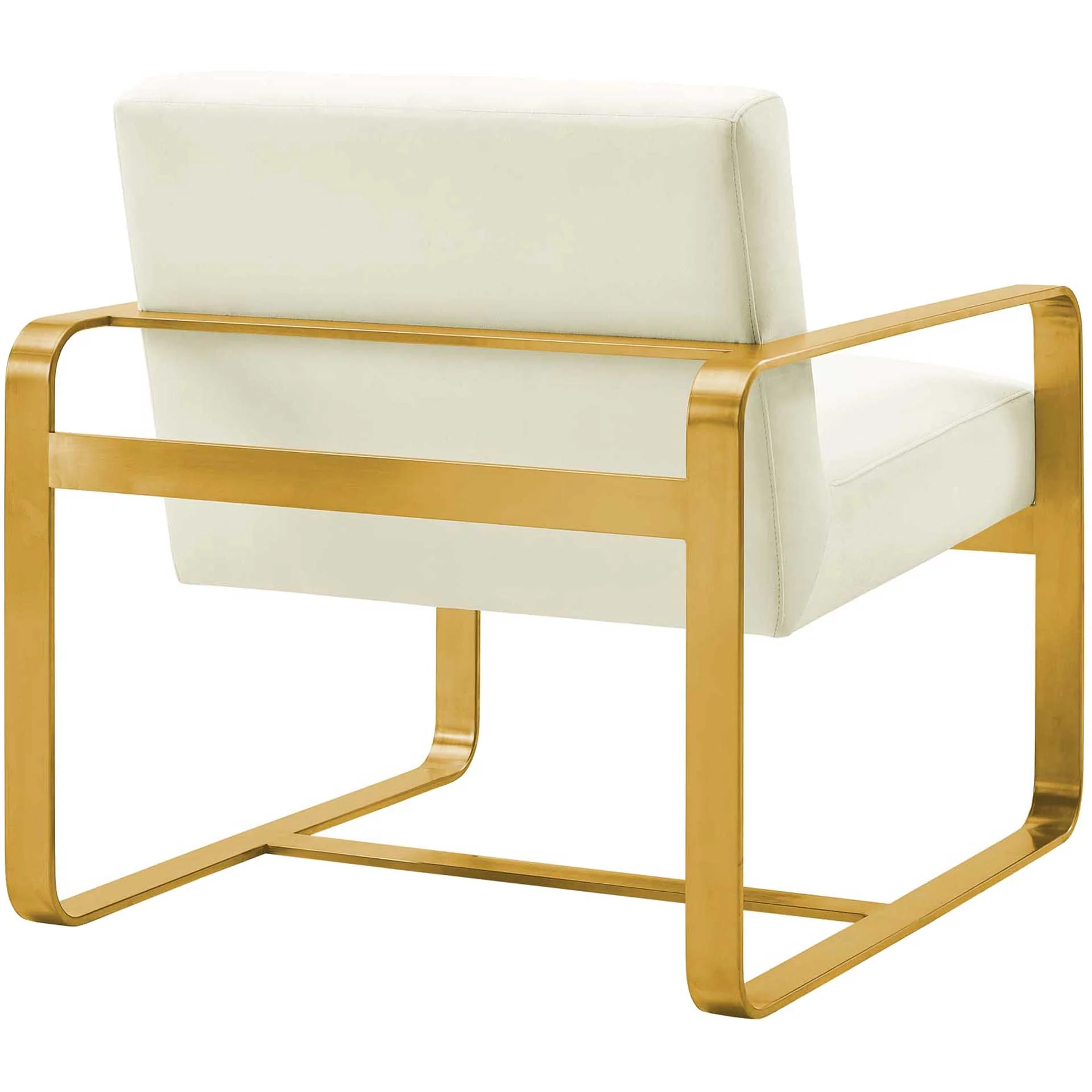 Abdiel Upholstered Velvet Armchair Ivory - Image 3