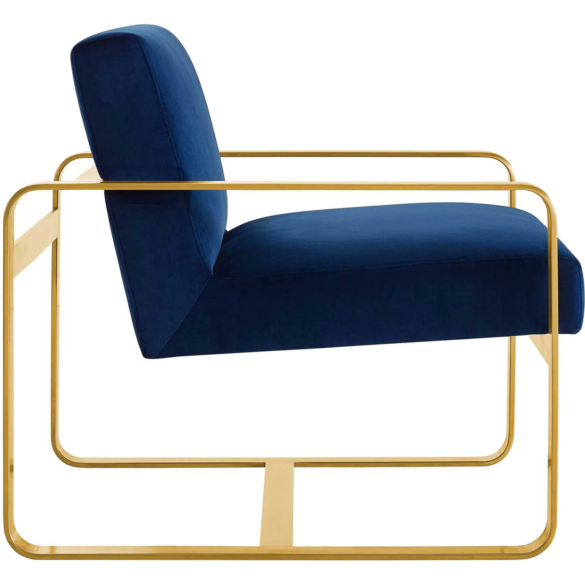 Abdiel Upholstered Velvet Armchair Navy - Image 2