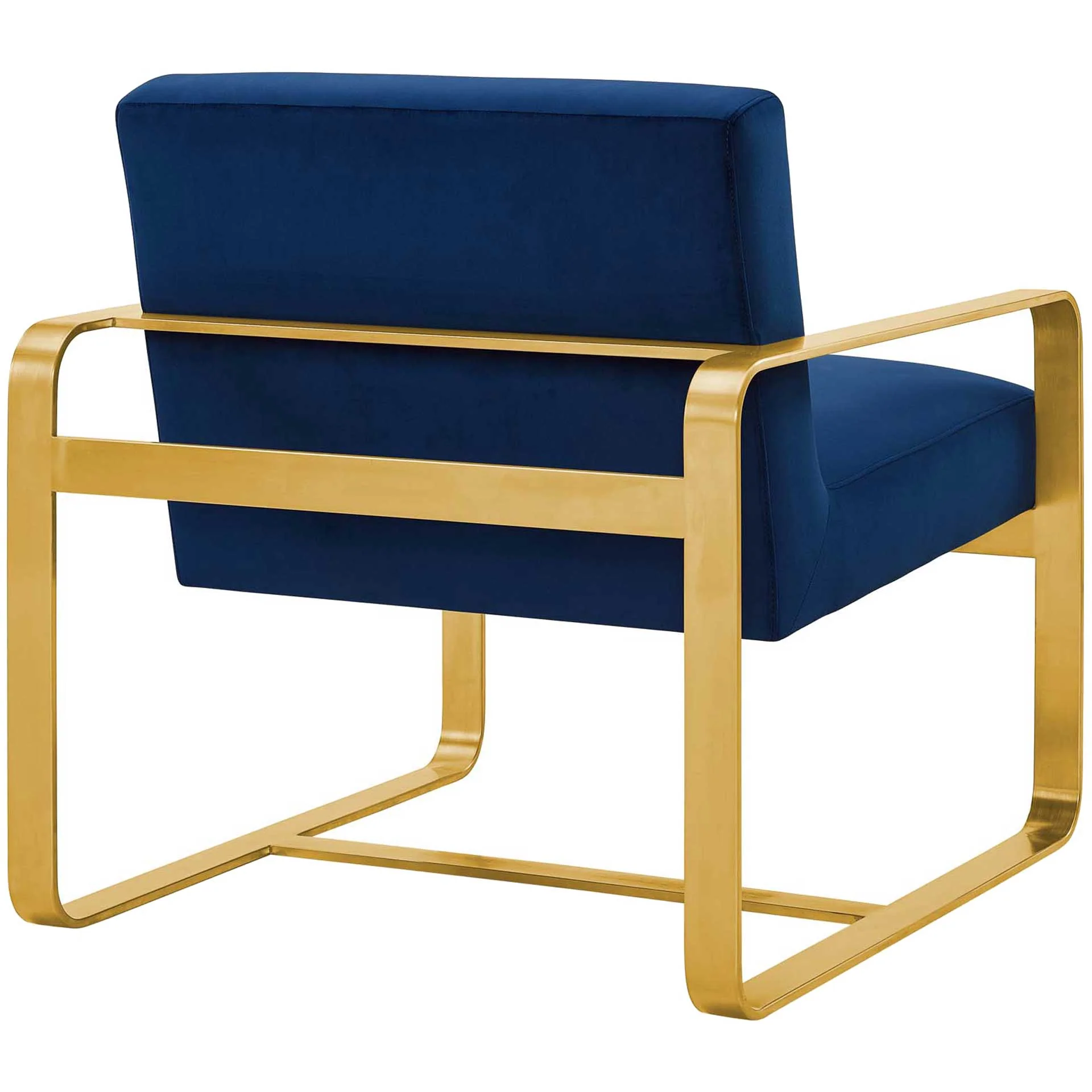Abdiel Upholstered Velvet Armchair Navy - Image 3