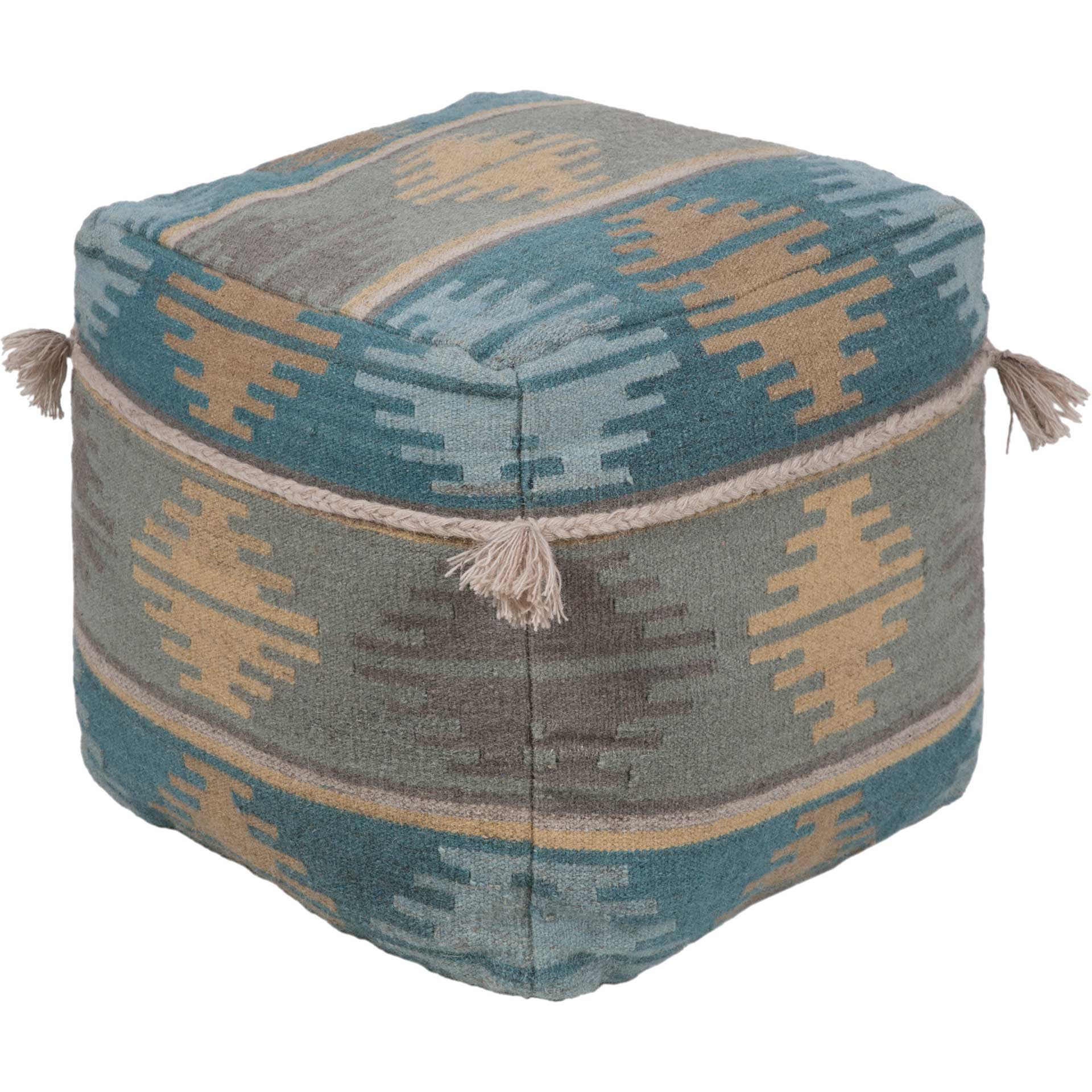 Abel Pouf Medium Gray/Sky Blue/Beige