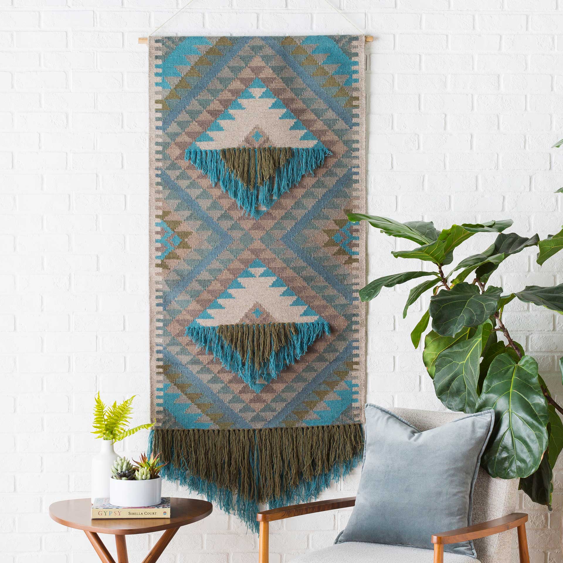 Abel Wall Hanging Dark Green/Sky Blue/Beige - Image 3