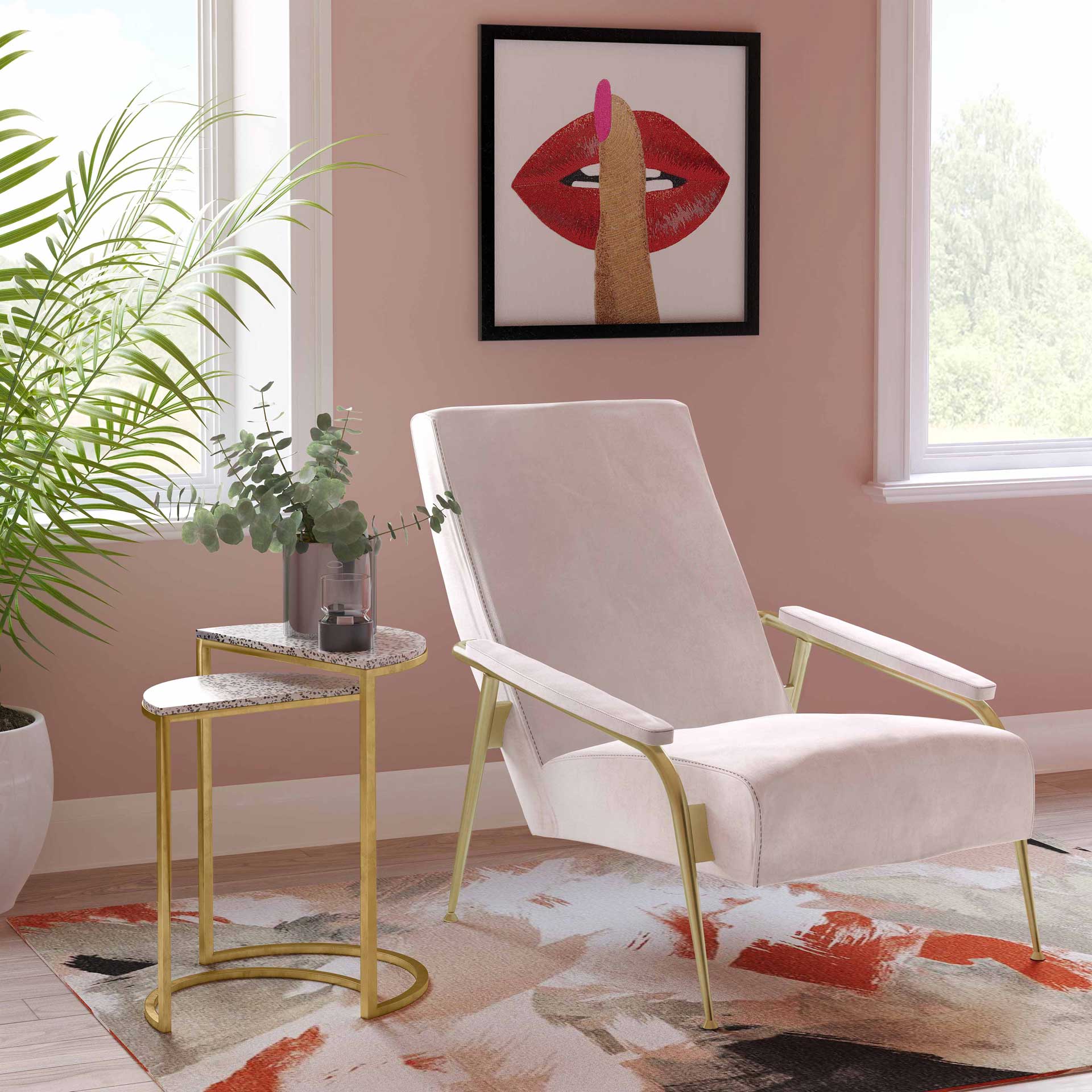 Abella Velvet Chair Blush - Image 6