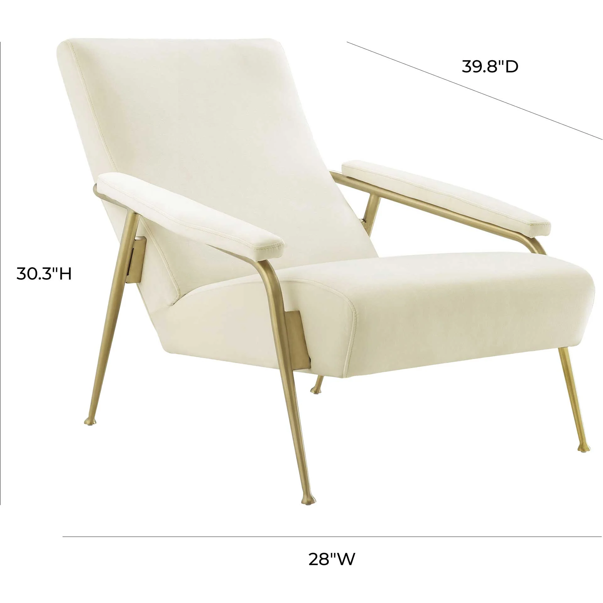 Abella Velvet Chair Cream - Image 5