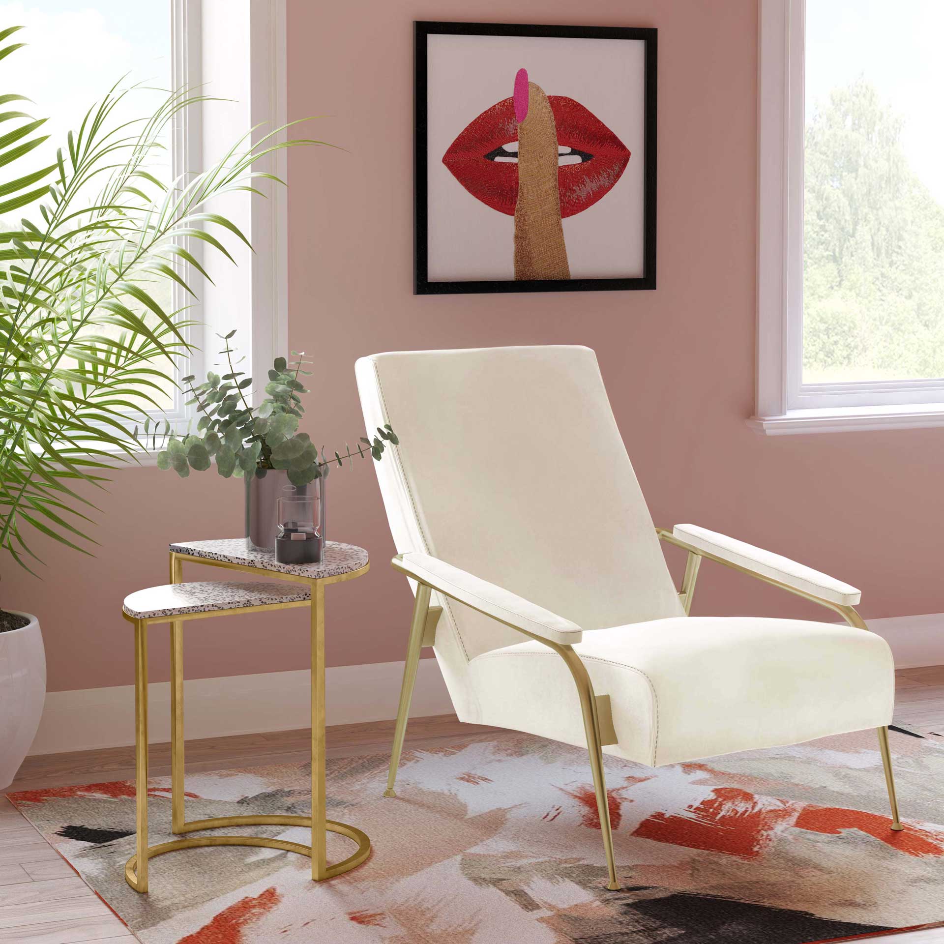 Abella Velvet Chair Cream - Image 6