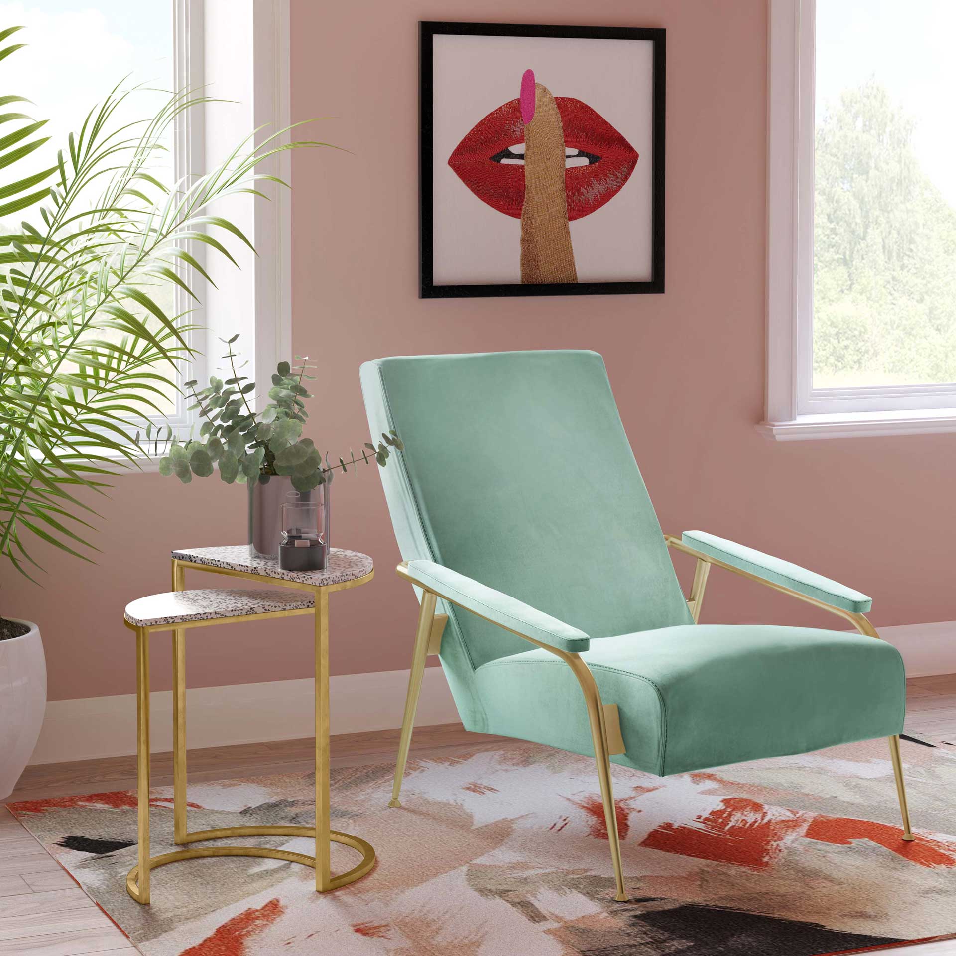 Abella Velvet Chair Mint Green - Image 7