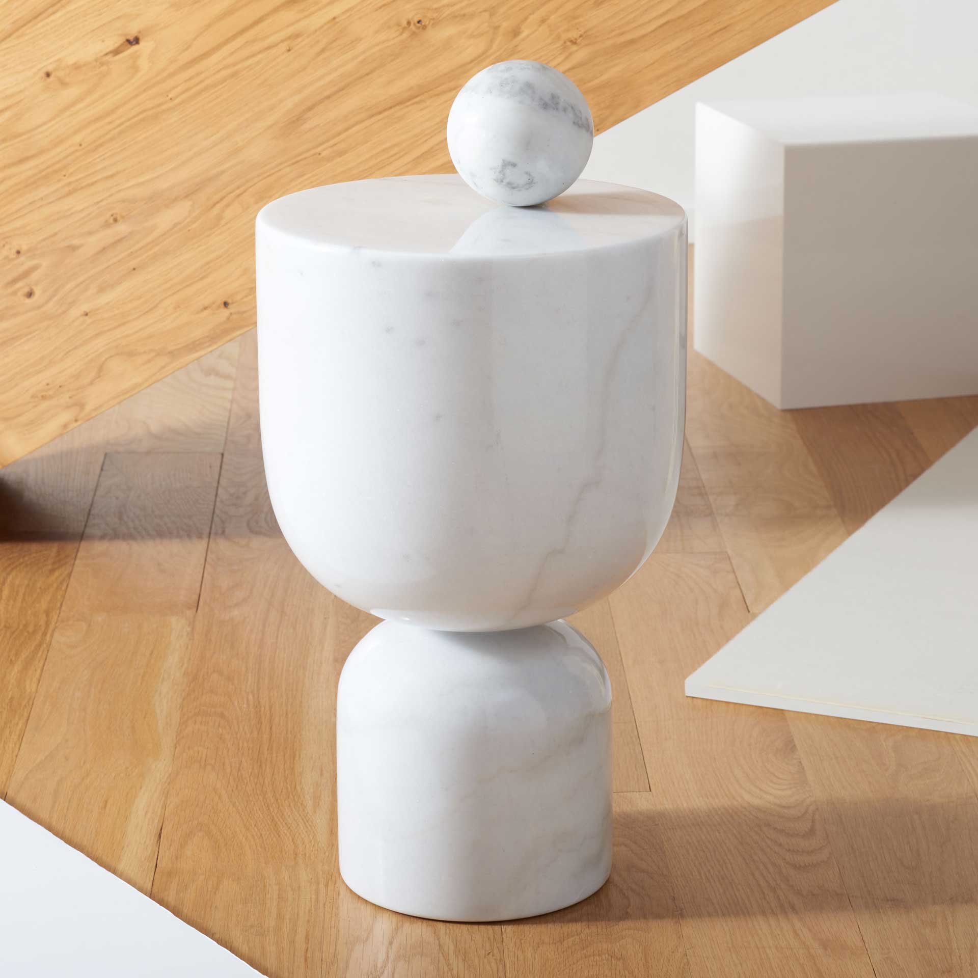 Abena Marble Accent Table White - Image 3