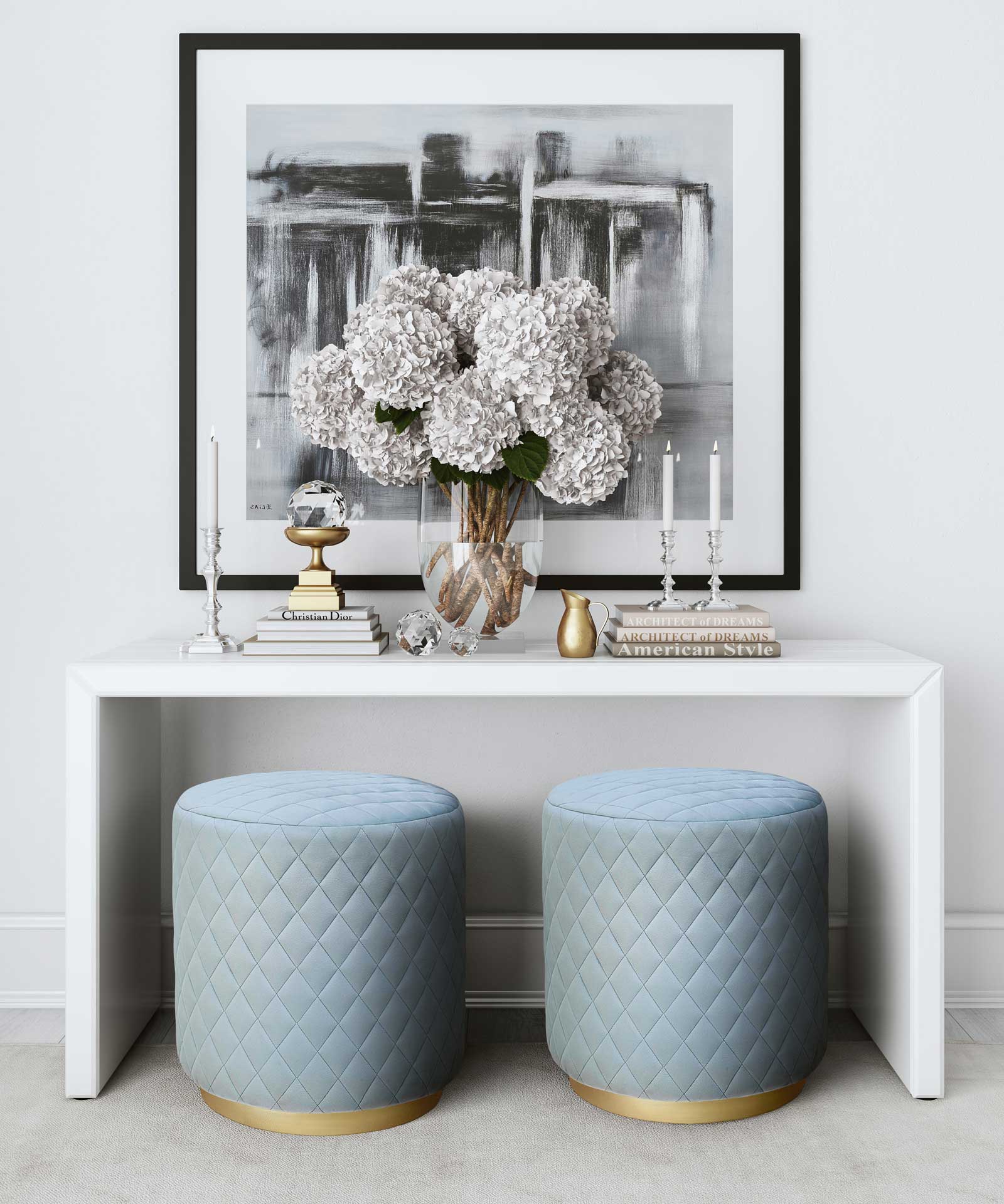 Abey Velvet Ottoman Blue - Image 5