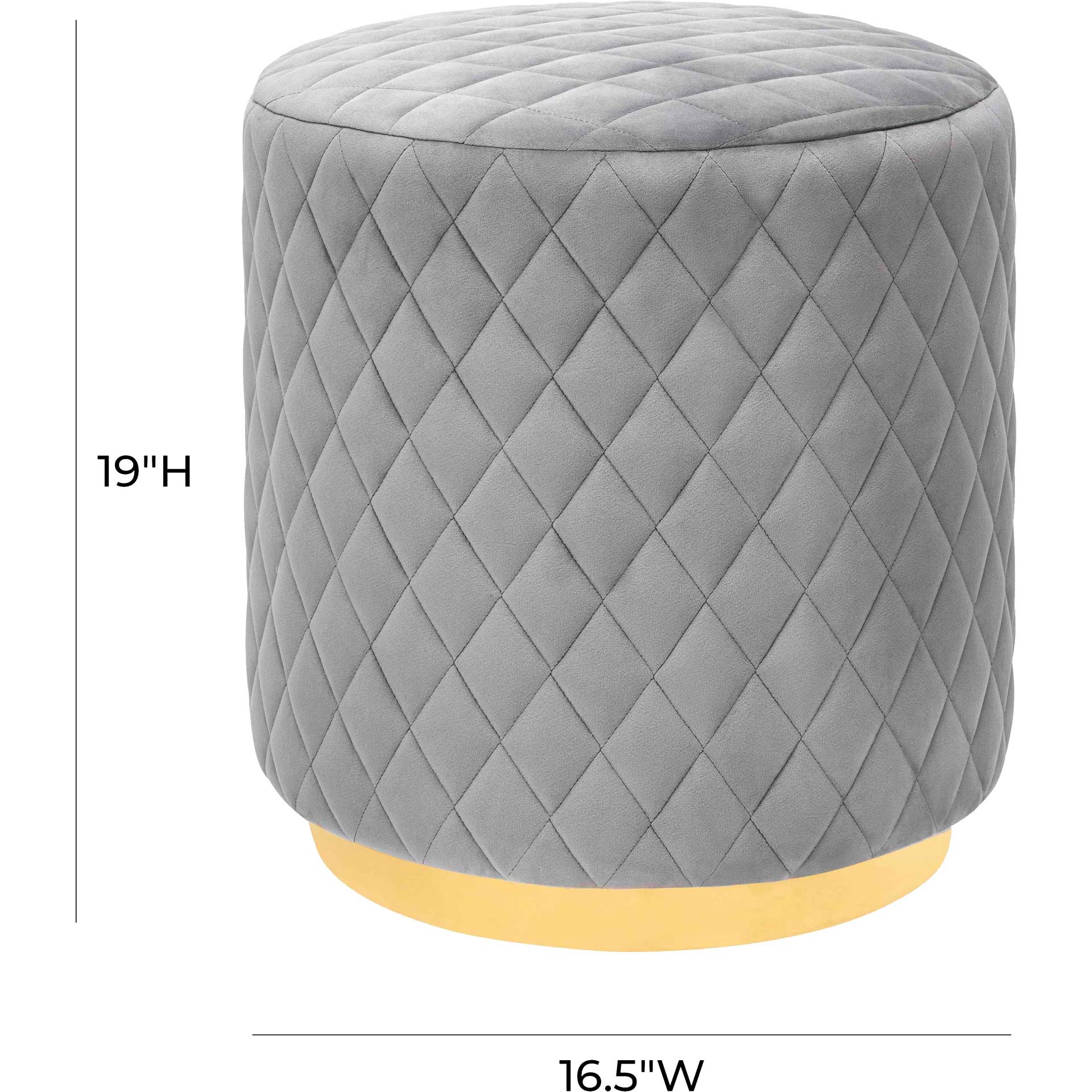 Abey Velvet Ottoman Gray - Image 3