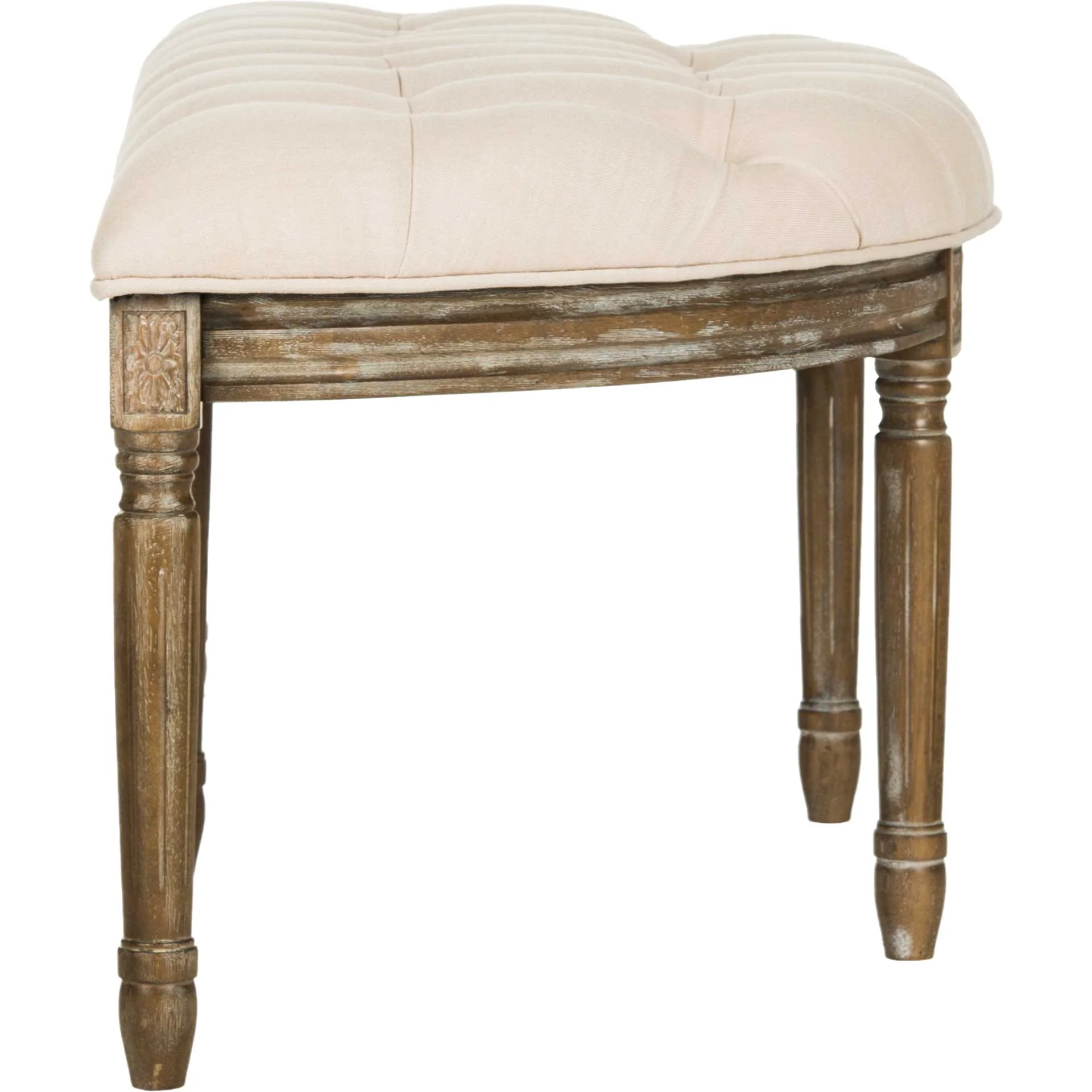 Abita Tufted Semi Circle Bench Beige/Rustic Oak - Image 3