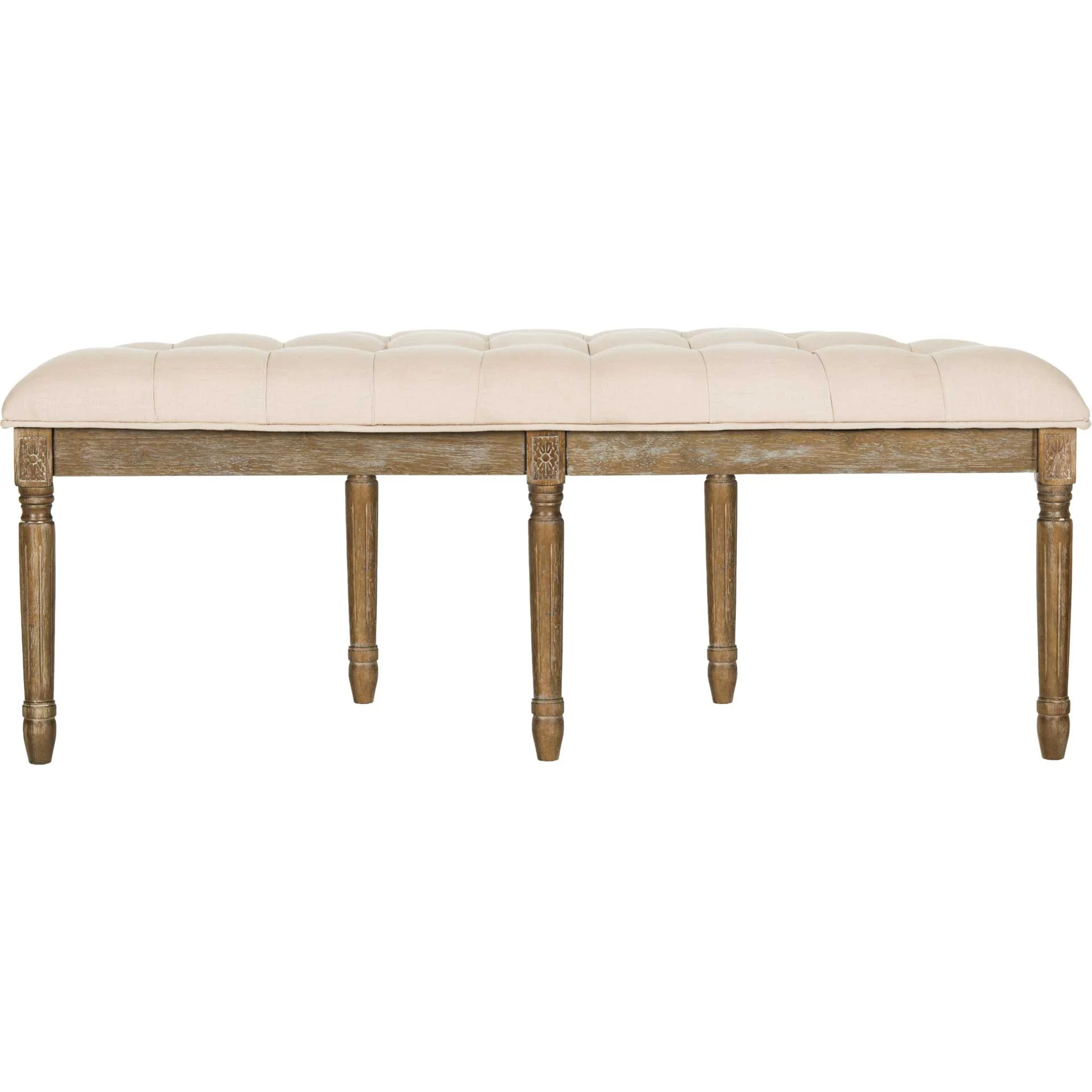 Abita Tufted Semi Circle Bench Beige/Rustic Oak - Image 4