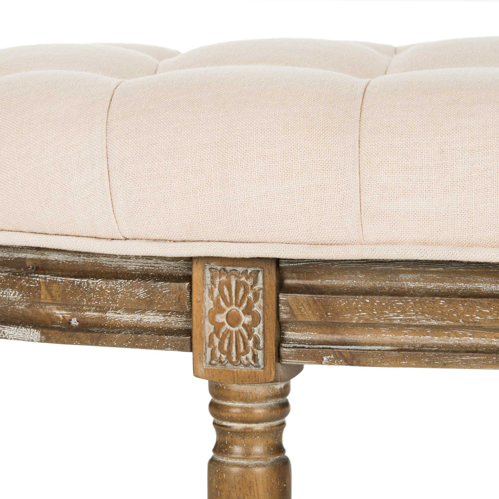 Abita Tufted Semi Circle Bench Beige/Rustic Oak - Image 5