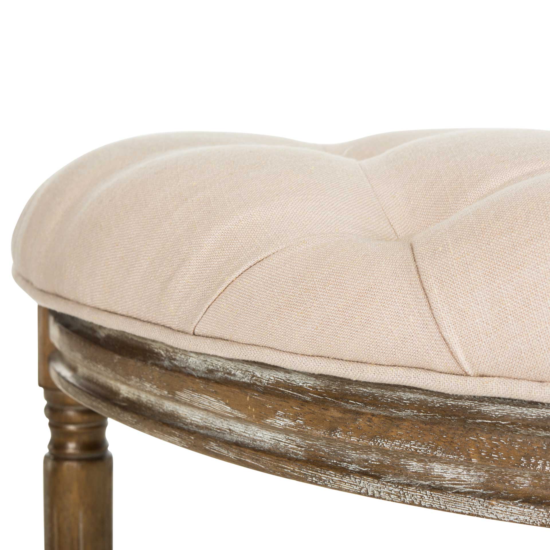 Abita Tufted Semi Circle Bench Beige/Rustic Oak - Image 6
