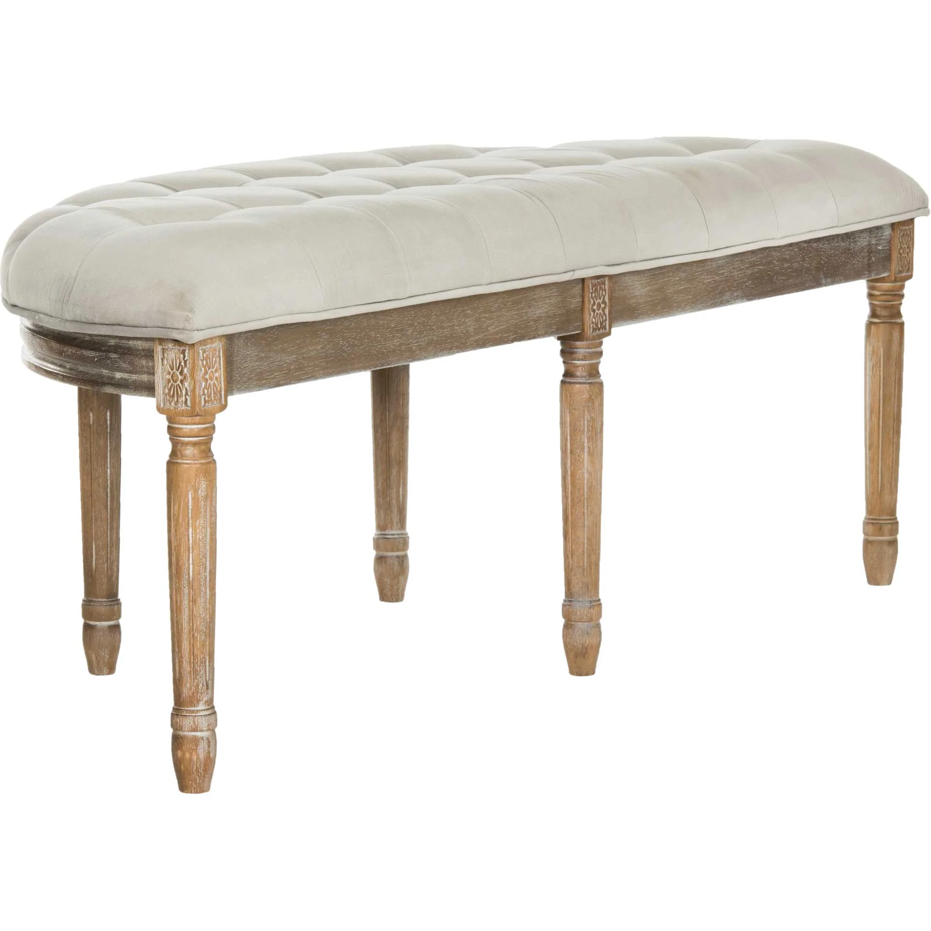 Abita Tufted Semi Circle Bench Gray/Rustic Oak - Image 3
