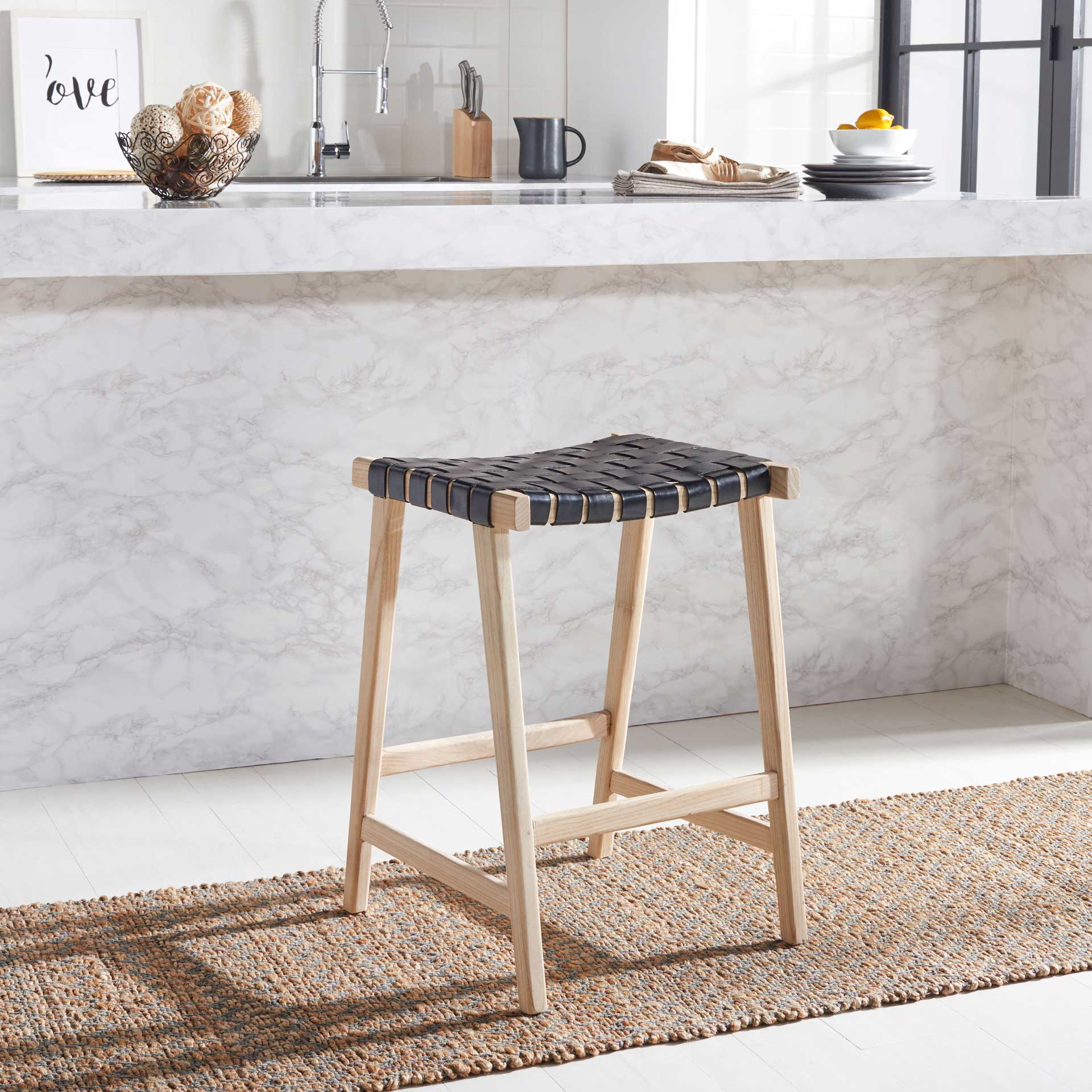 Abril Rectangle Bar Stool Black/Natural - Image 10