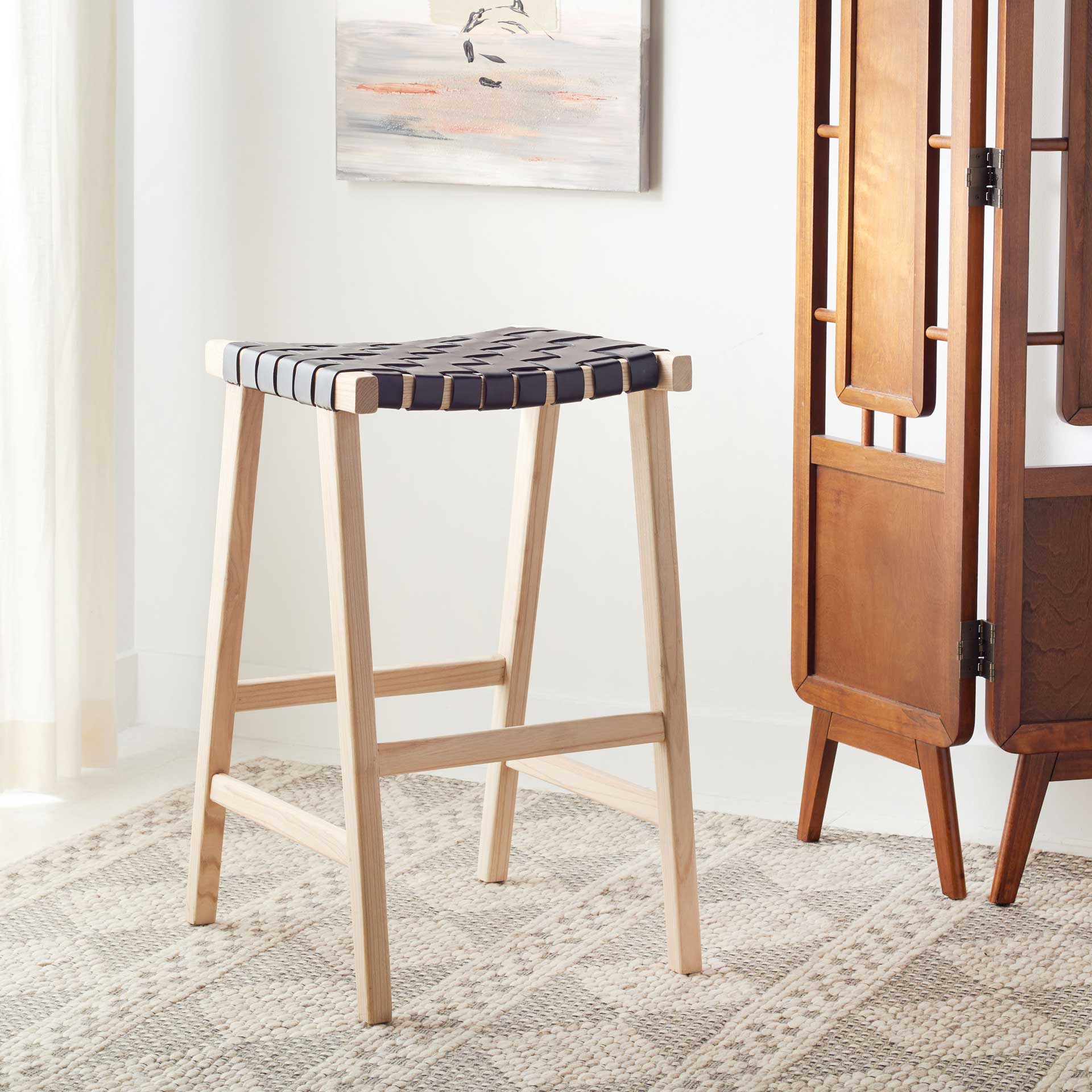 Abril Rectangle Bar Stool Black/Natural - Image 4