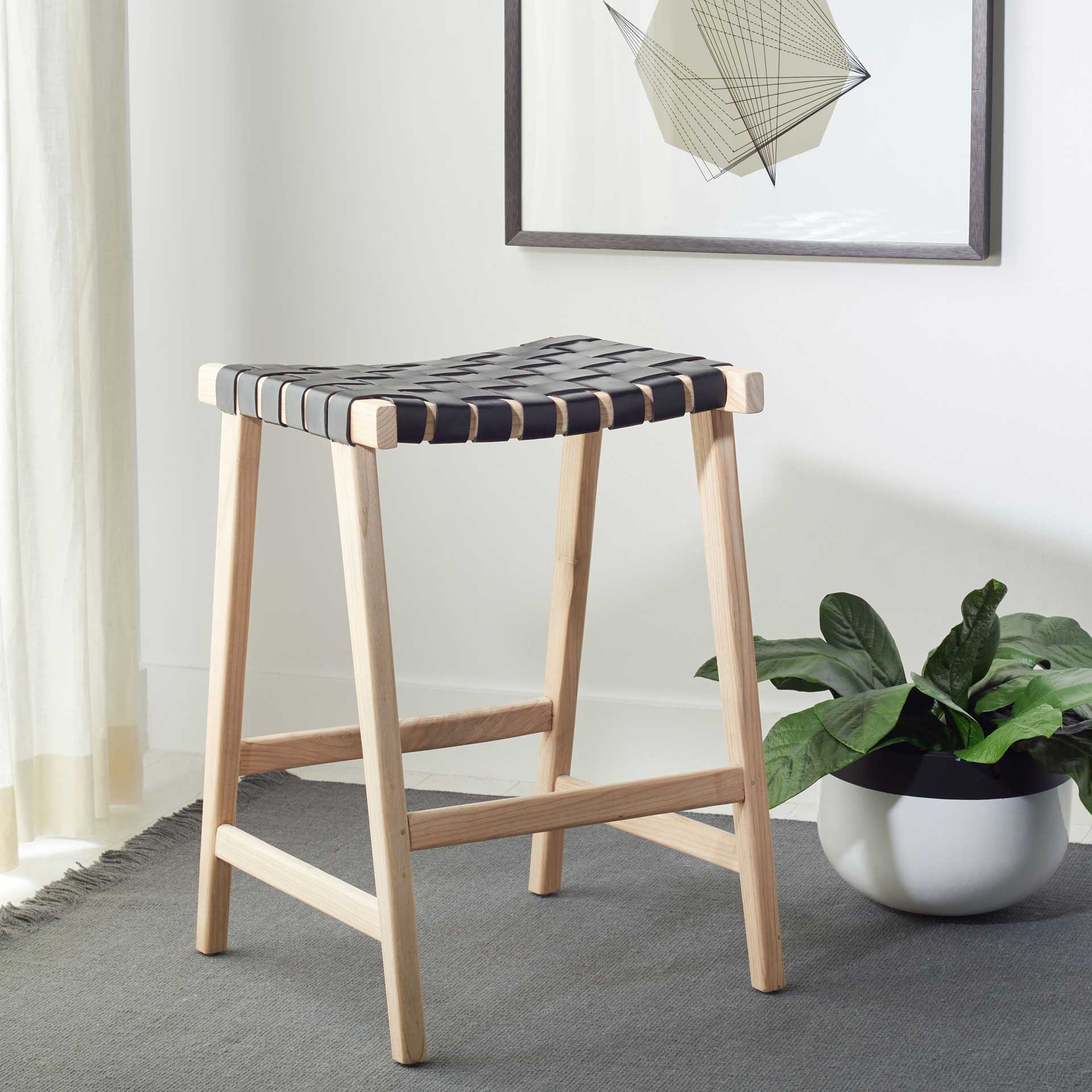 Abril Rectangle Bar Stool Black/Natural - Image 9