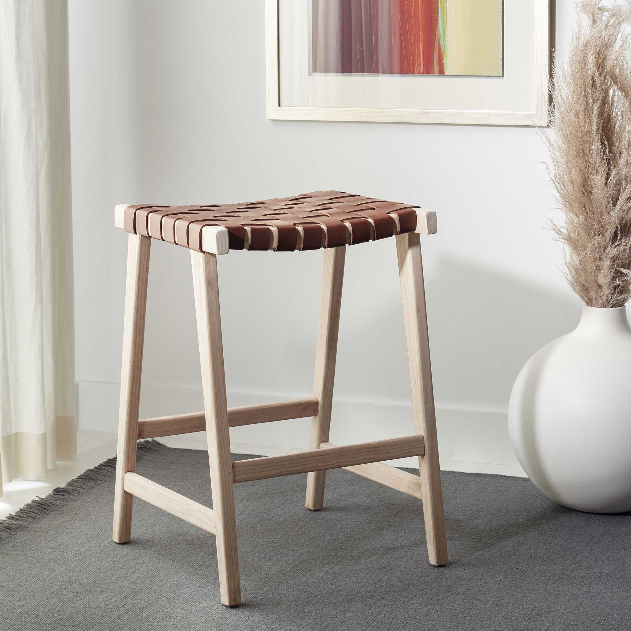 Abril Rectangle Bar Stool Cognac/Natural - Image 15