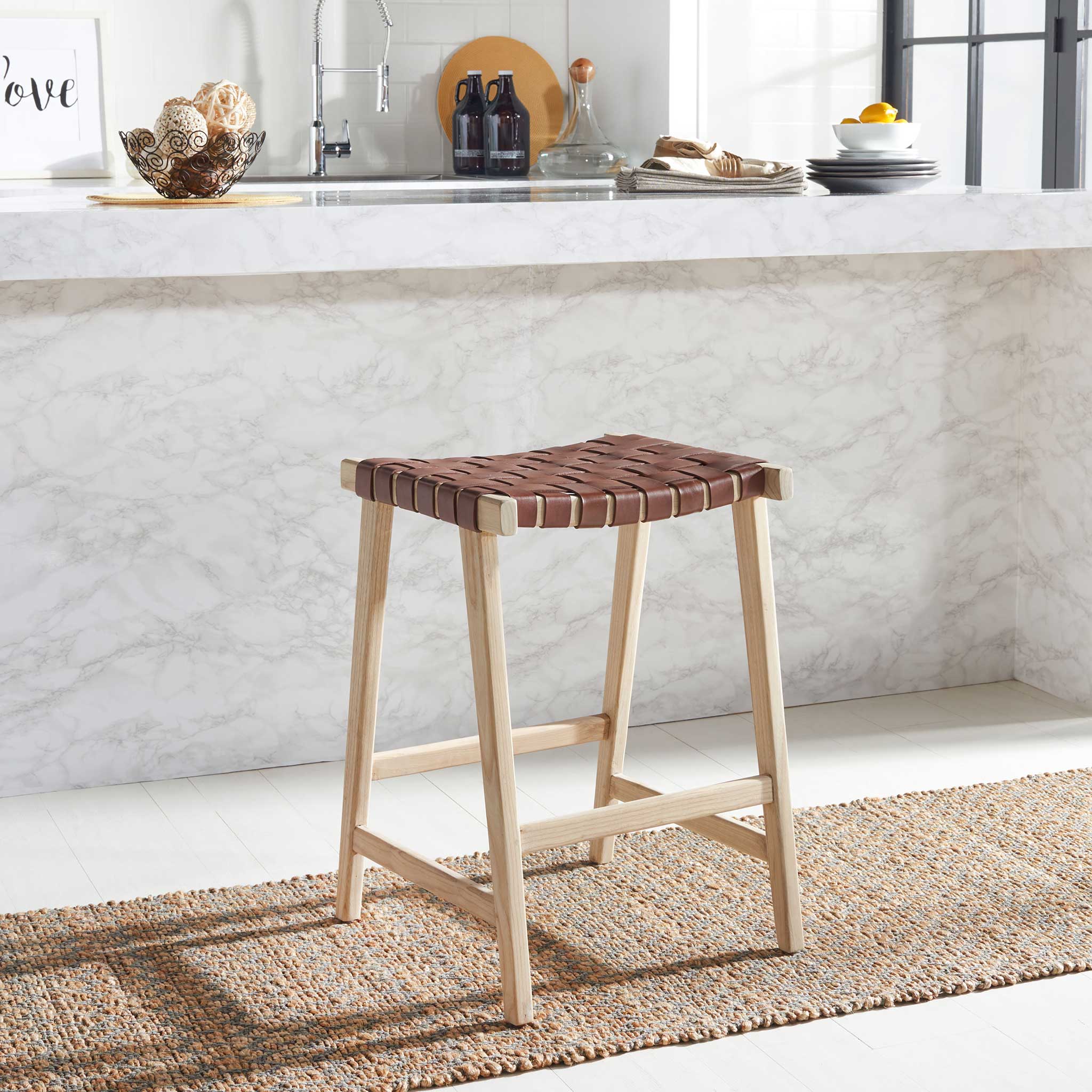 Abril Rectangle Bar Stool Cognac/Natural - Image 16