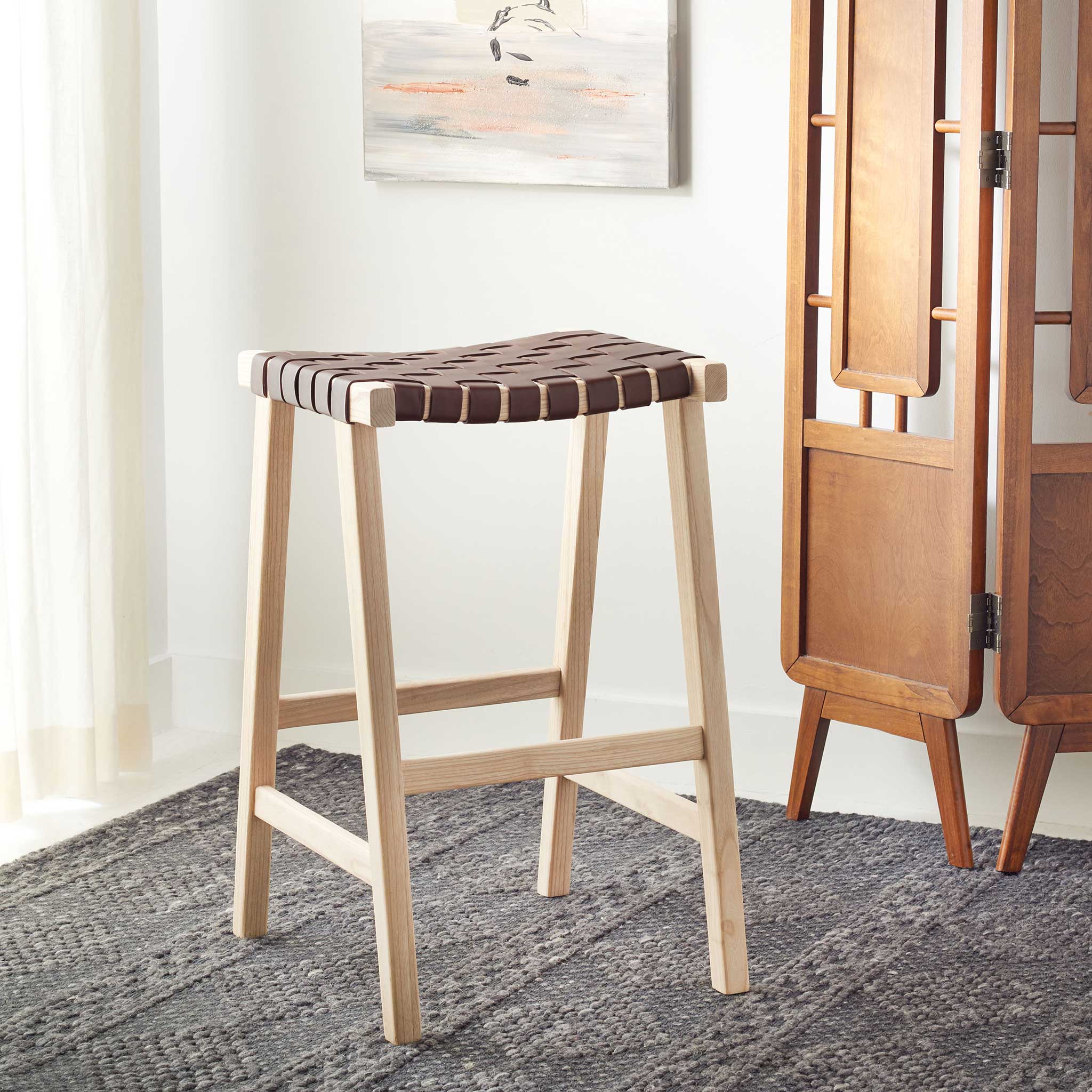 Abril Rectangle Bar Stool Cognac/Natural - Image 7