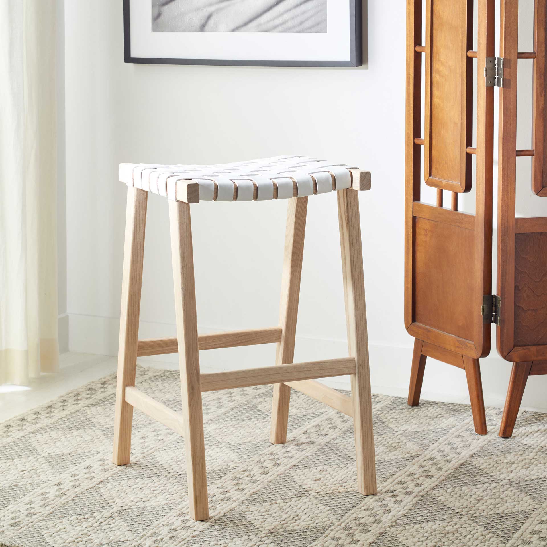 Abril Rectangle Bar Stool White/Natural - Image 4