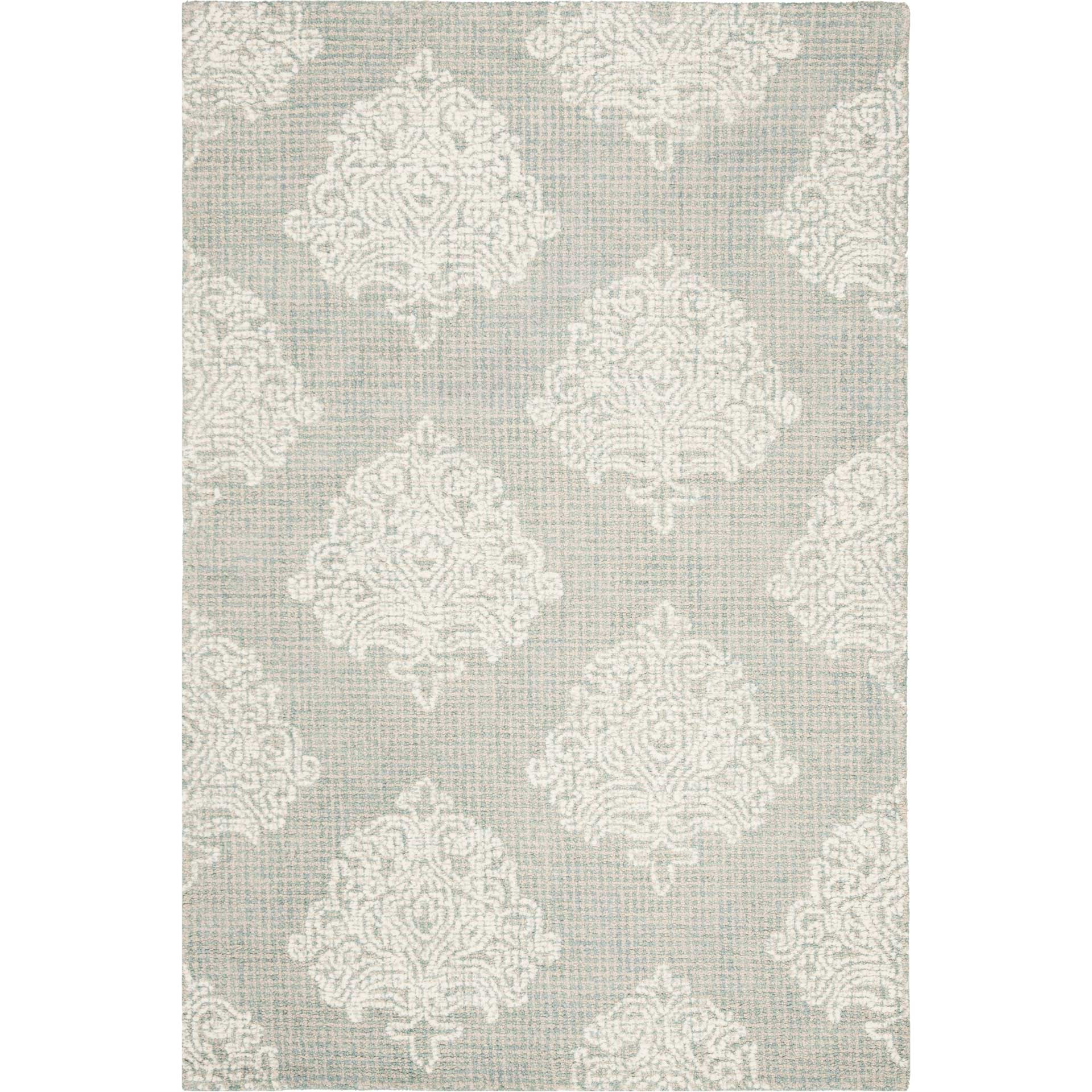 Abstract Aqua/Ivory Area Rug - Image 4