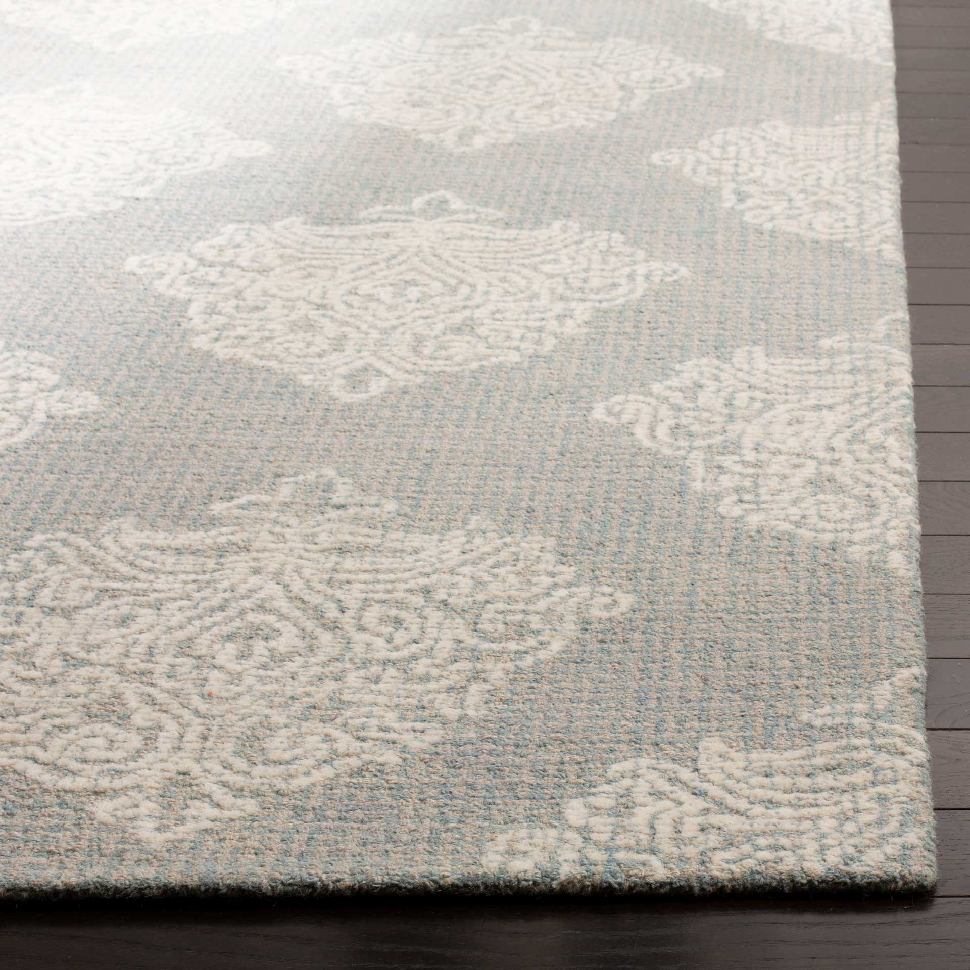 Abstract Aqua/Ivory Area Rug - Image 5