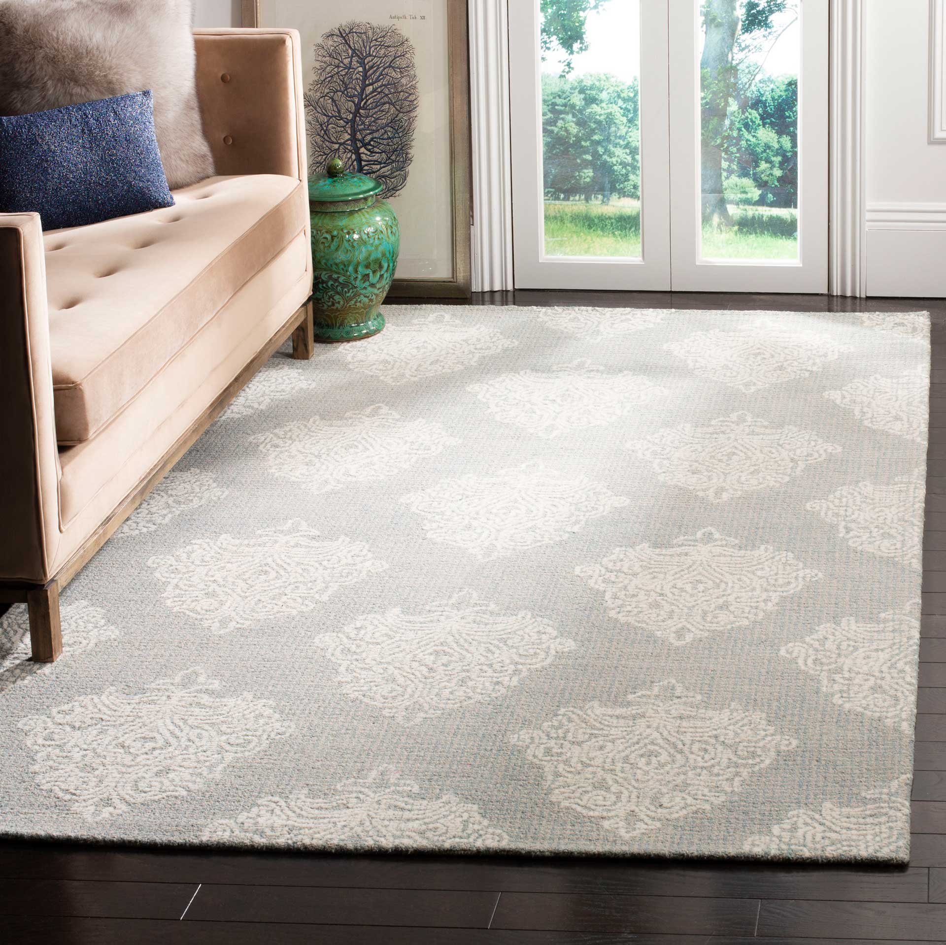Abstract Aqua/Ivory Area Rug - Image 6
