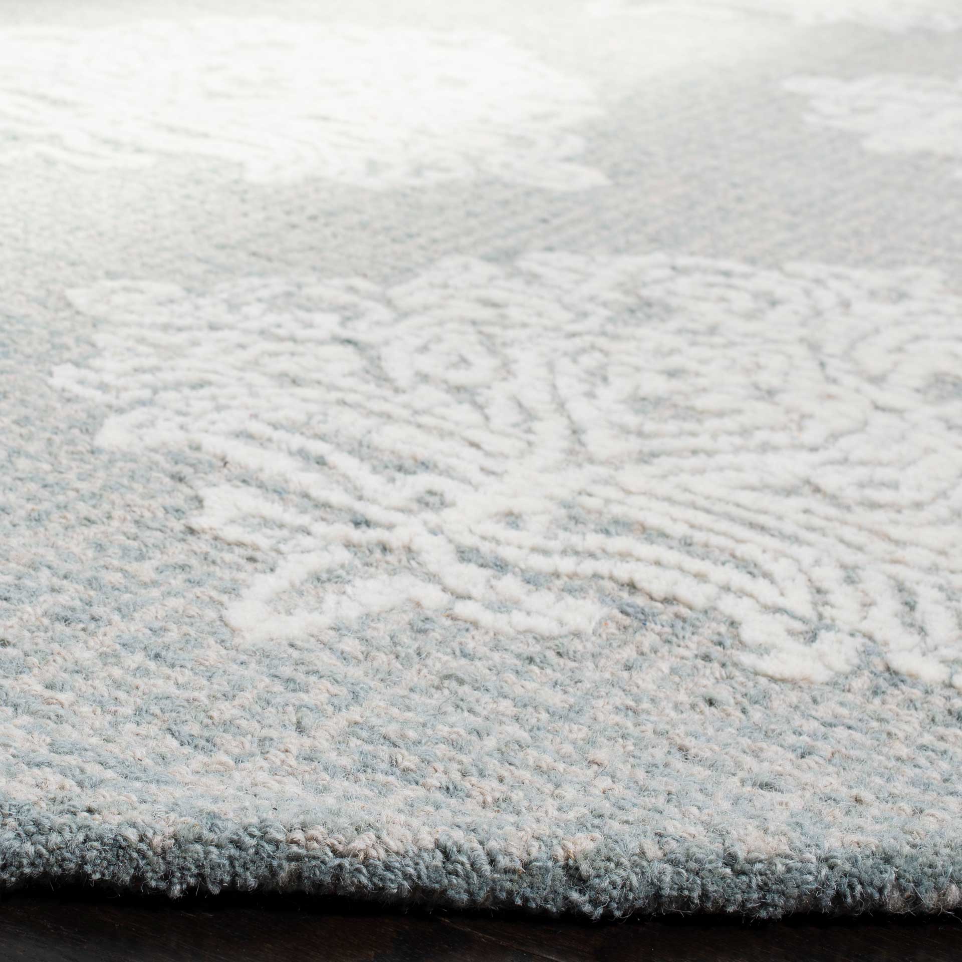 Abstract Aqua/Ivory Round Rug - Image 2