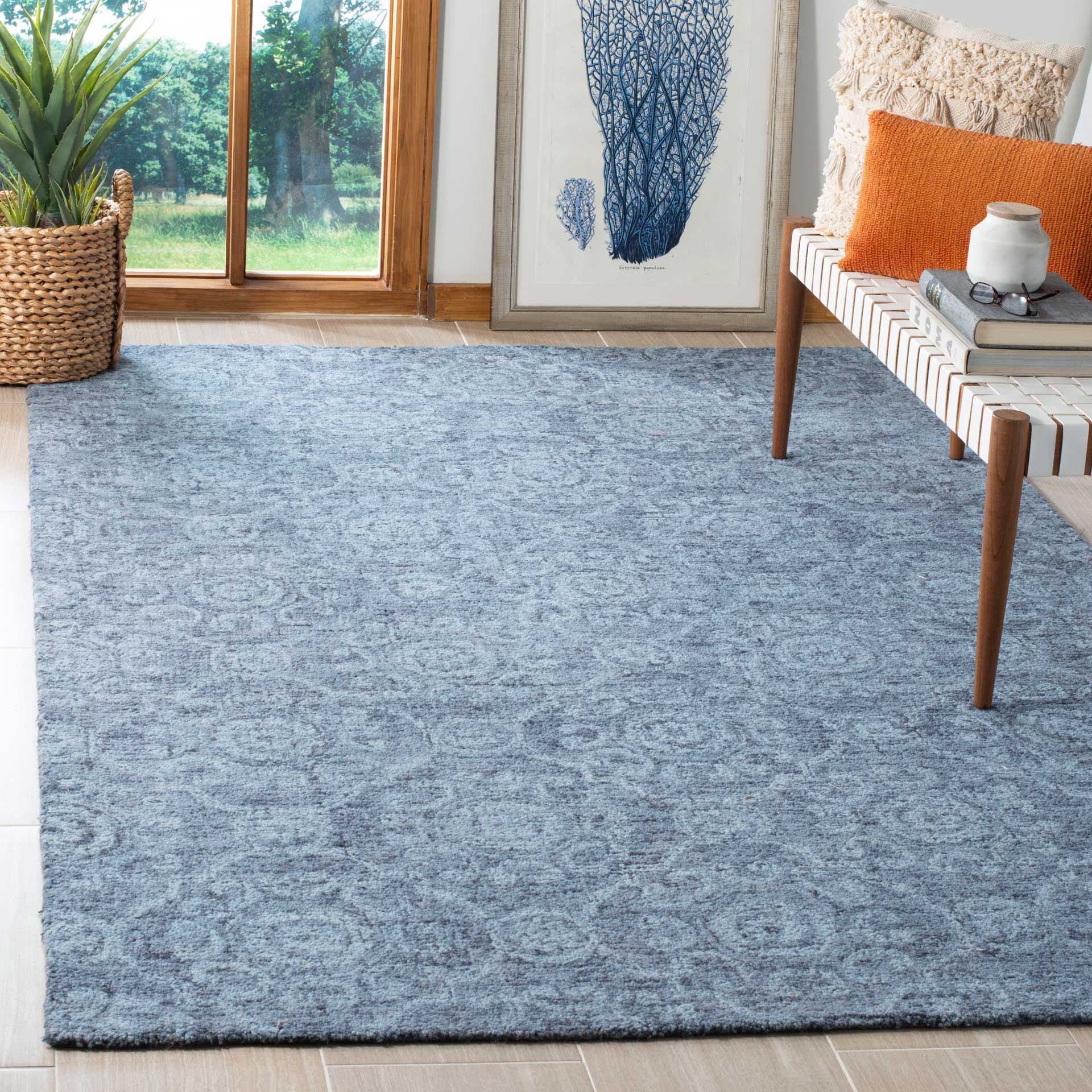 Abstract Blue Area Rug - Image 6