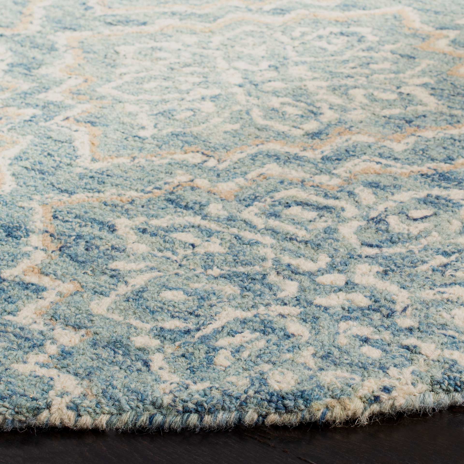 Abstract Blue/Gray Round Rug - Image 2