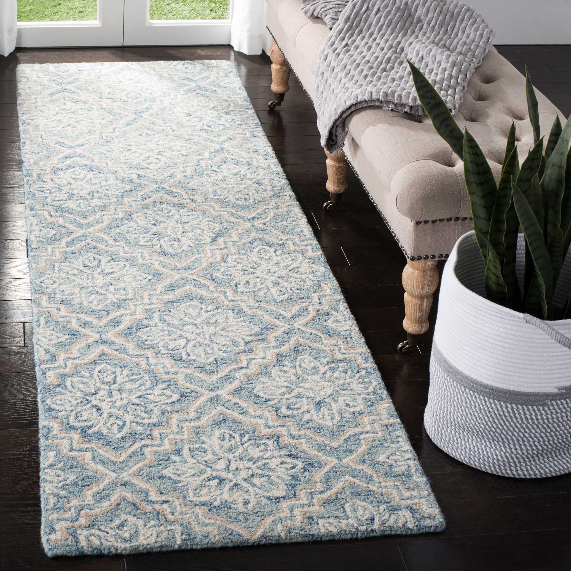 Abstract Blue/Gray Runner Rug - Image 2