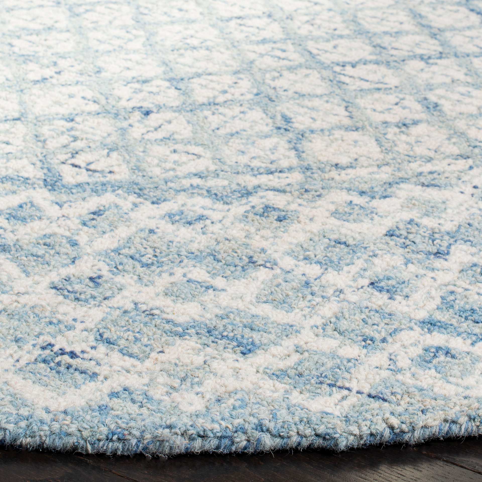 Abstract Blue/Ivory Round Rug - Image 2