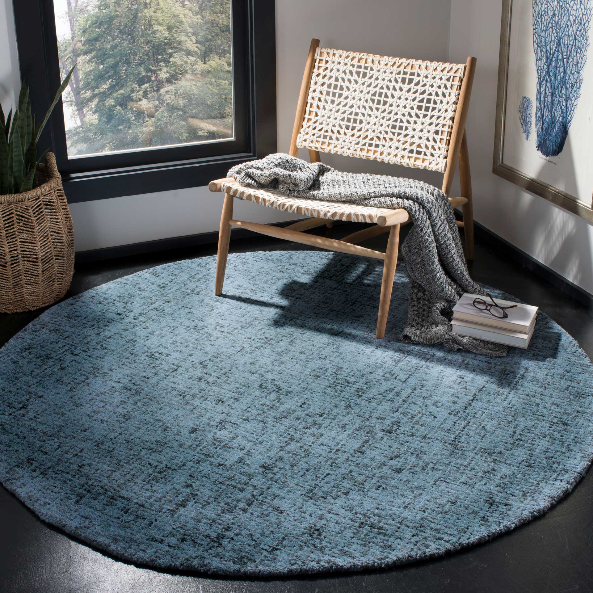 Abstract Blue/Multi Round Rug - Image 3
